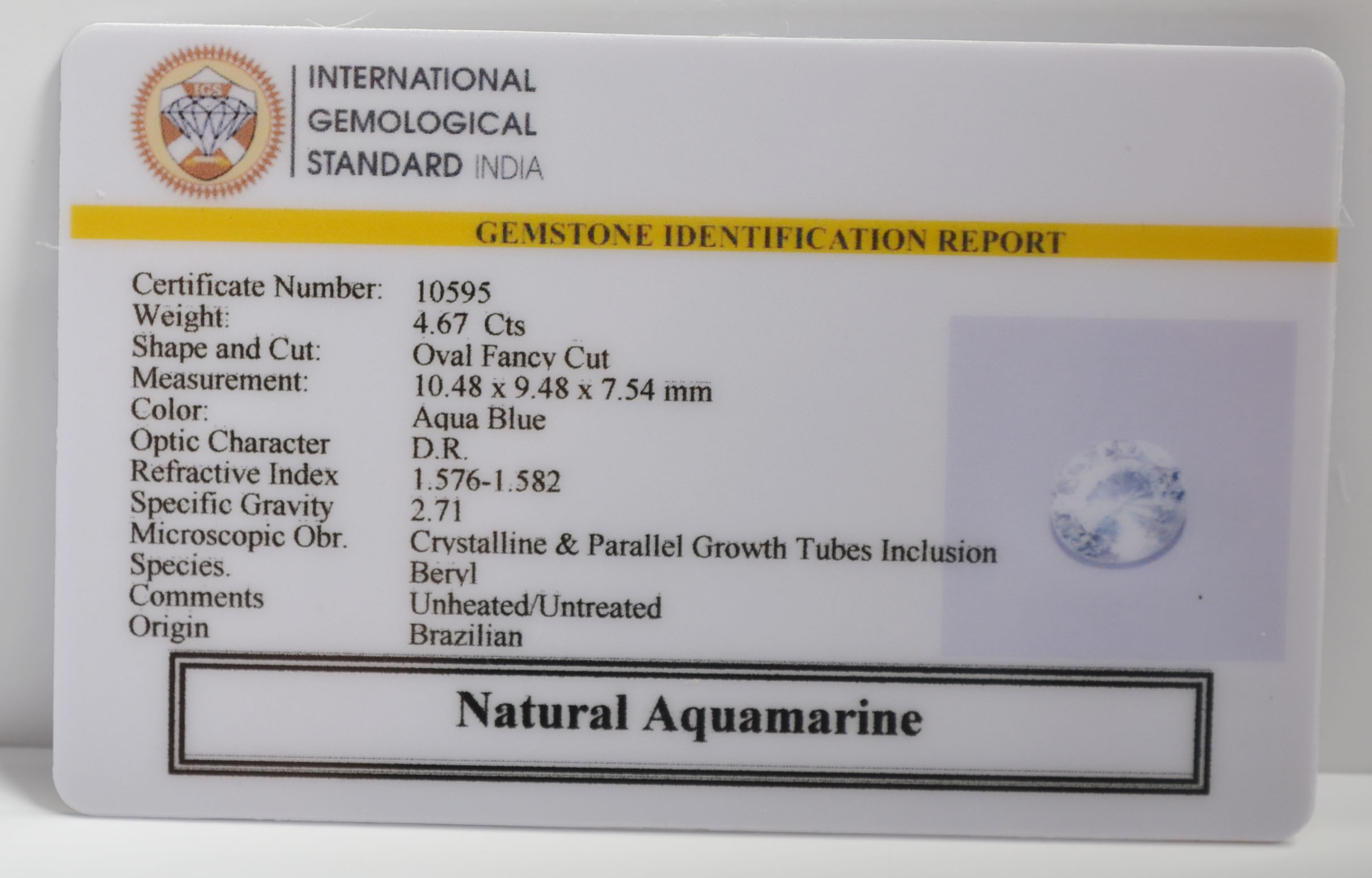 NAQ832 2 NATURAL AQUAMARINE 4.67 Ct.