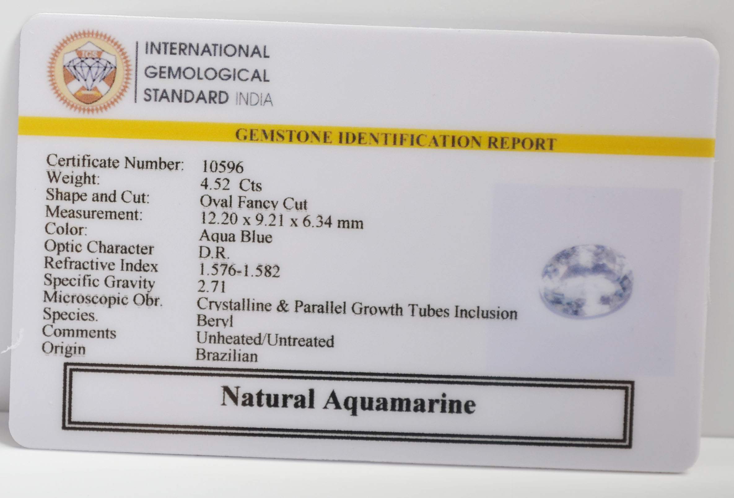 NAQ833 2 NATURAL AQUAMARINE 4.52 Ct.