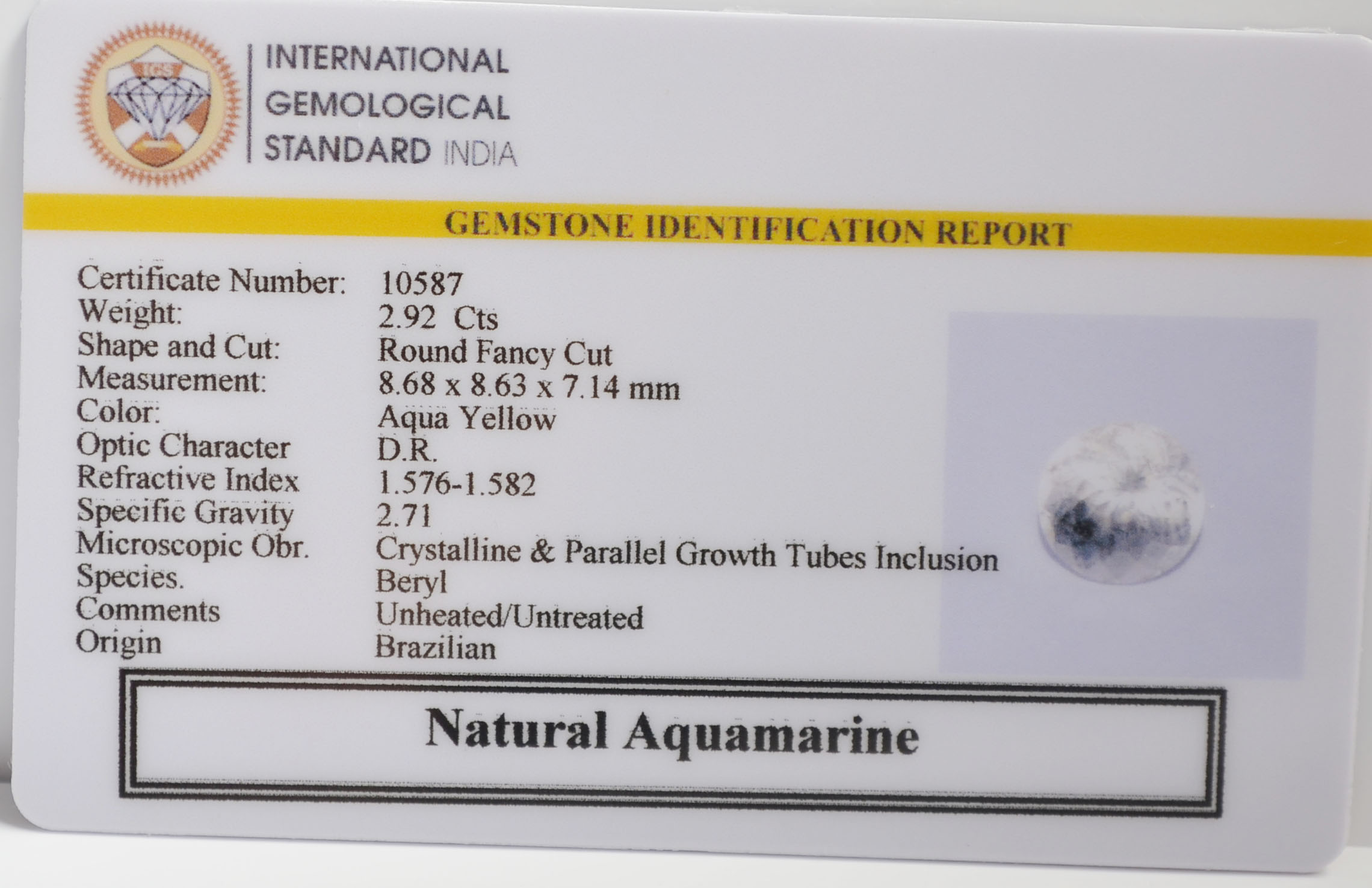 NAQG46 2 NATURAL AQUAMARINE 2.92 Ct.