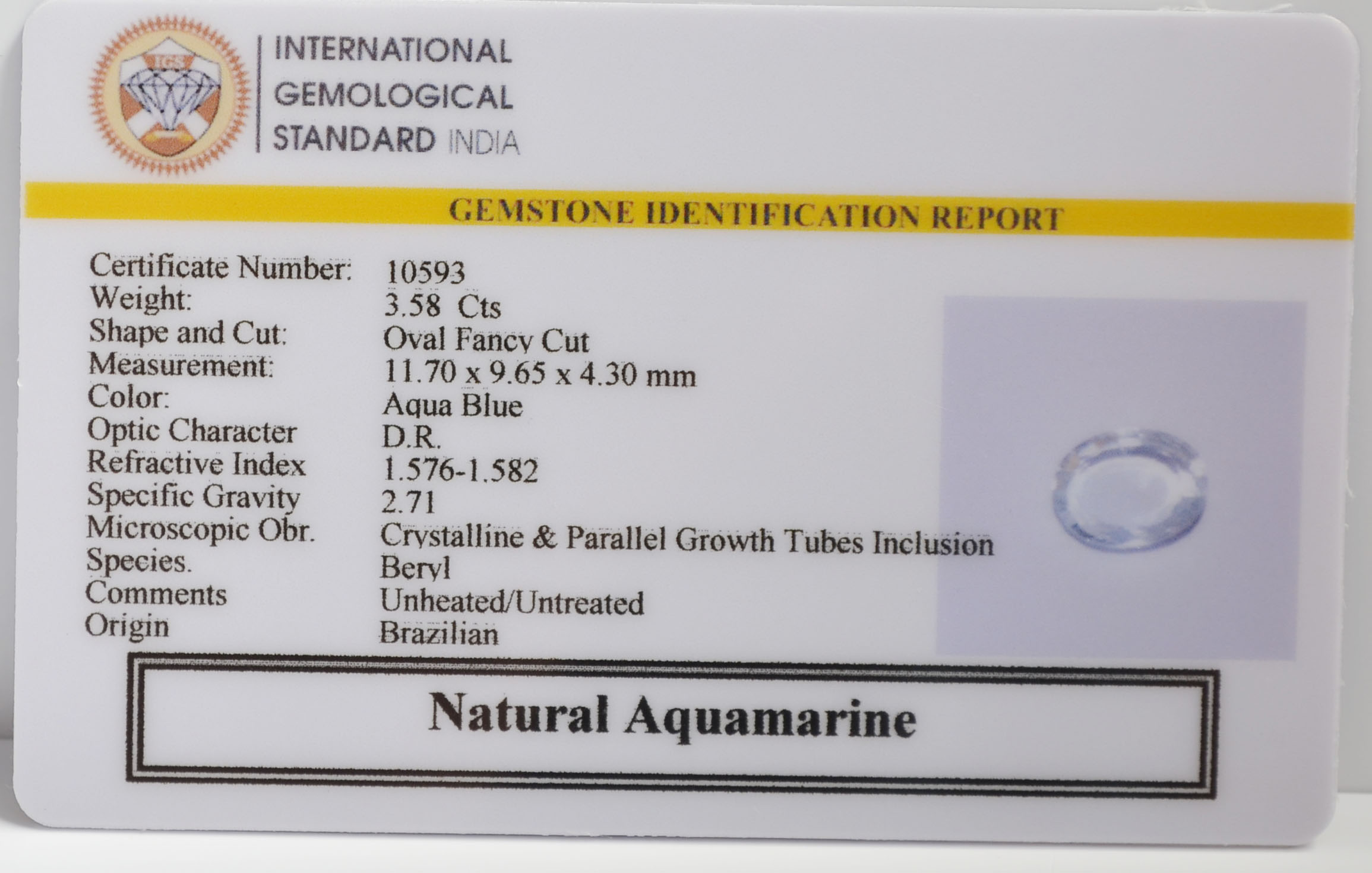 NAQG48 2 NATURAL AQUAMARINE 3.58 Ct.