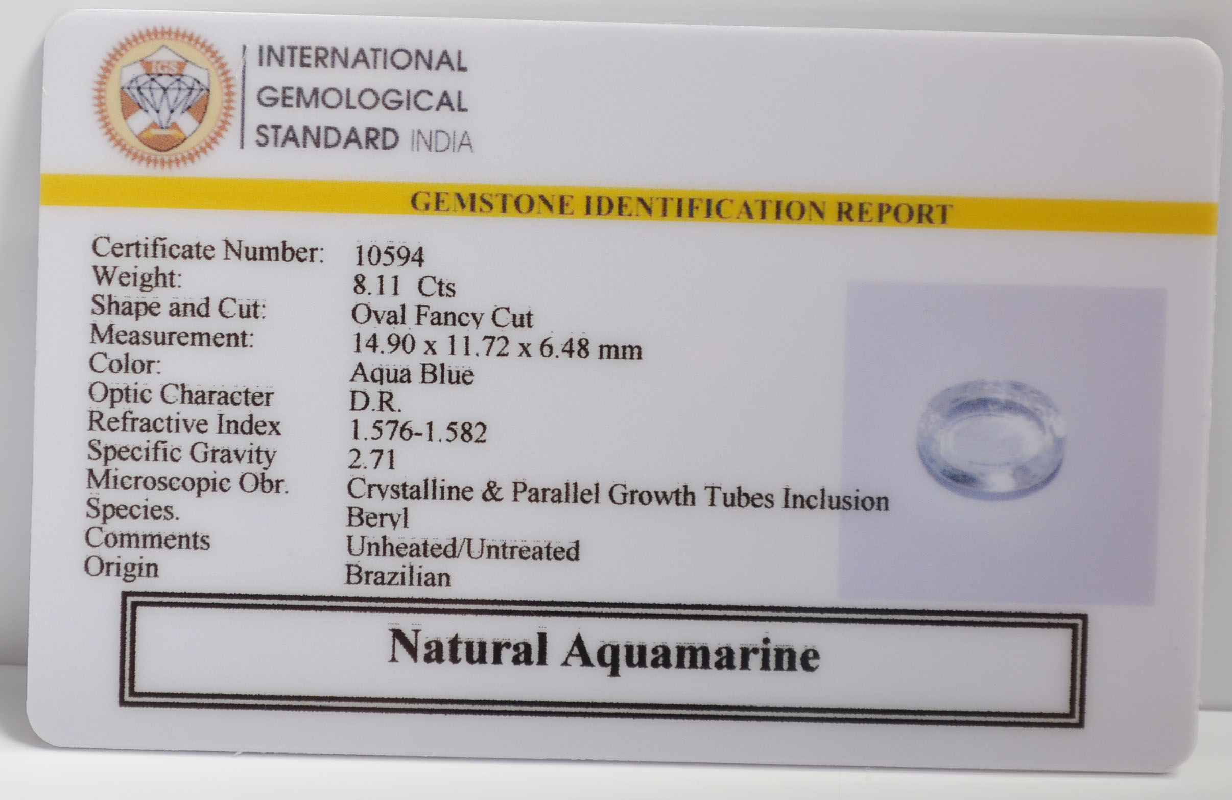 NAQG49 2 NATURAL AQUAMARINE 8.11 Ct.