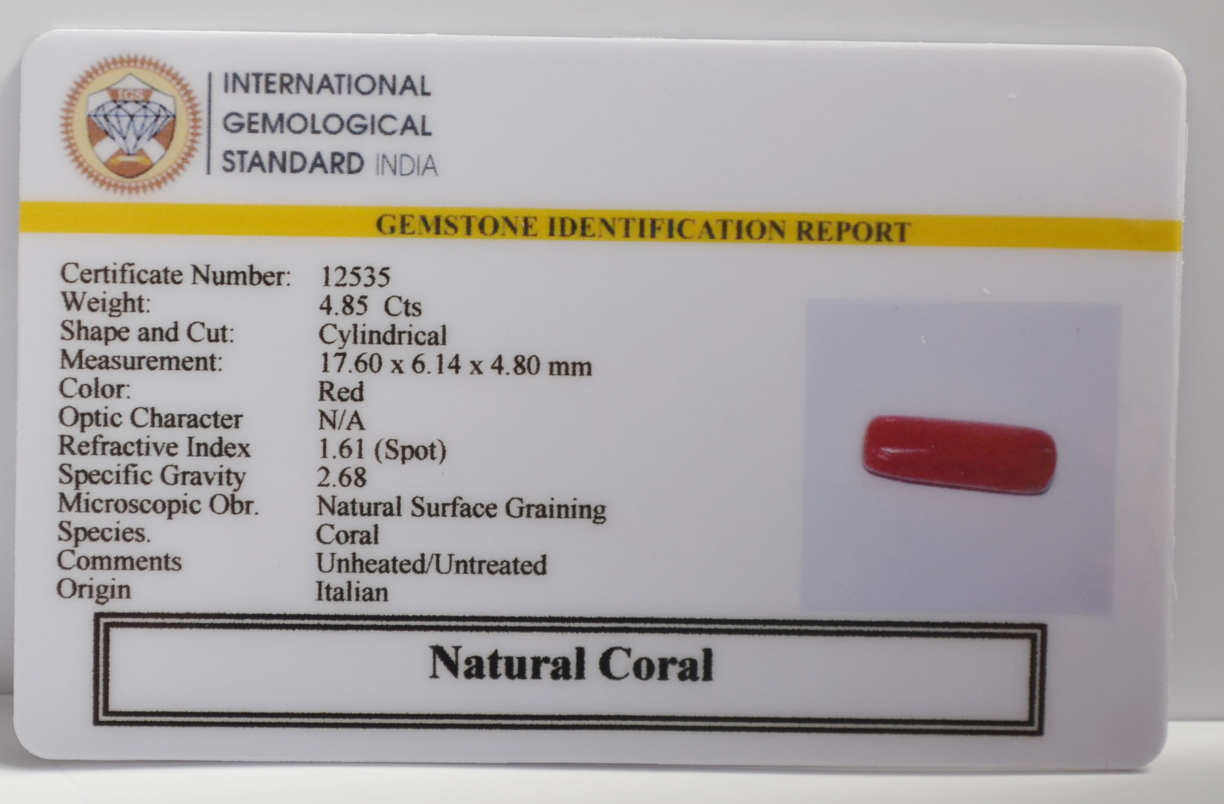 CRL6423 2 CORAL 4.85 Ct.