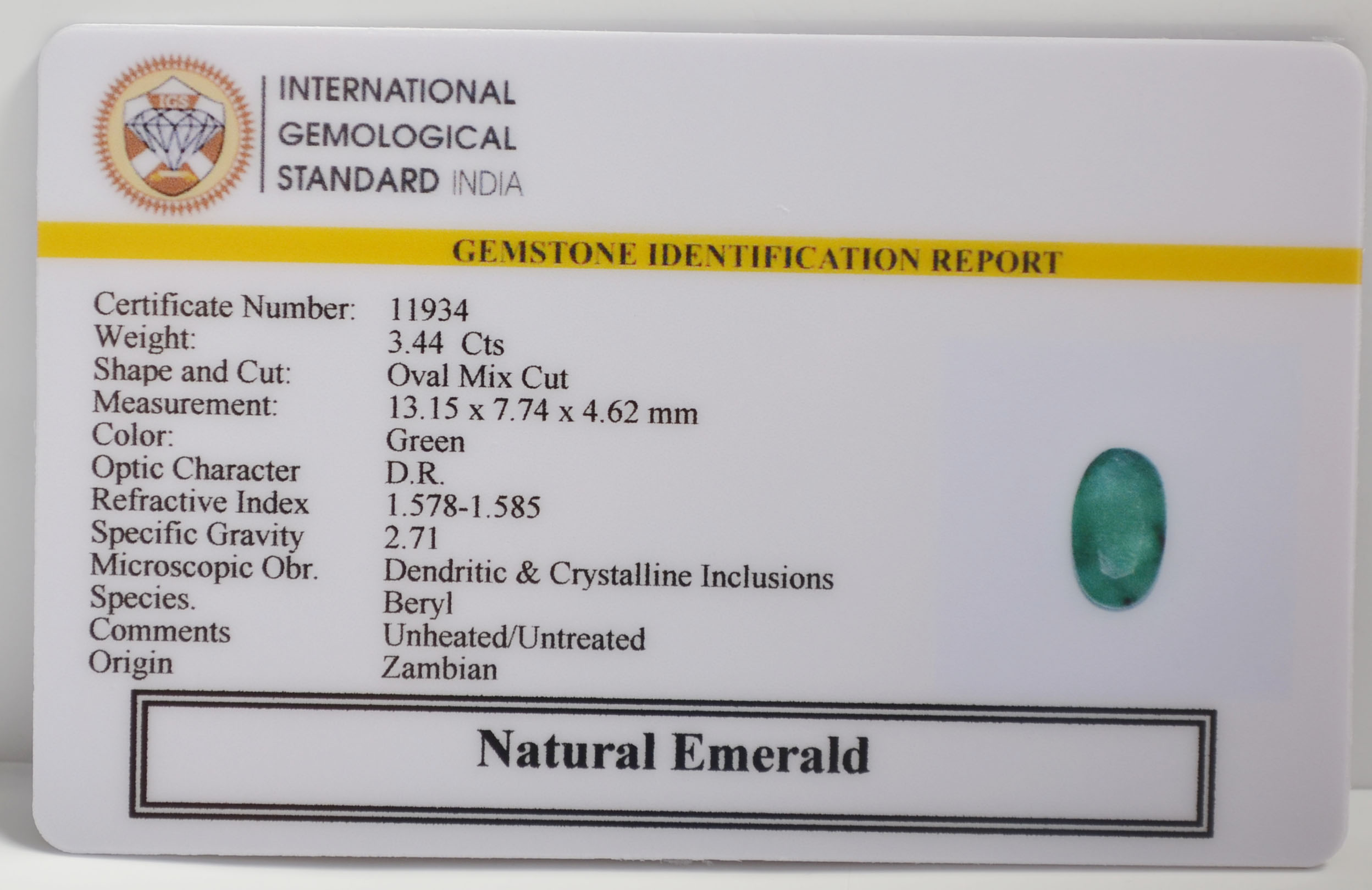 EMERALD 3.44 Ct. 3 EMR22753 2 EMERALD 3.44 Ct.