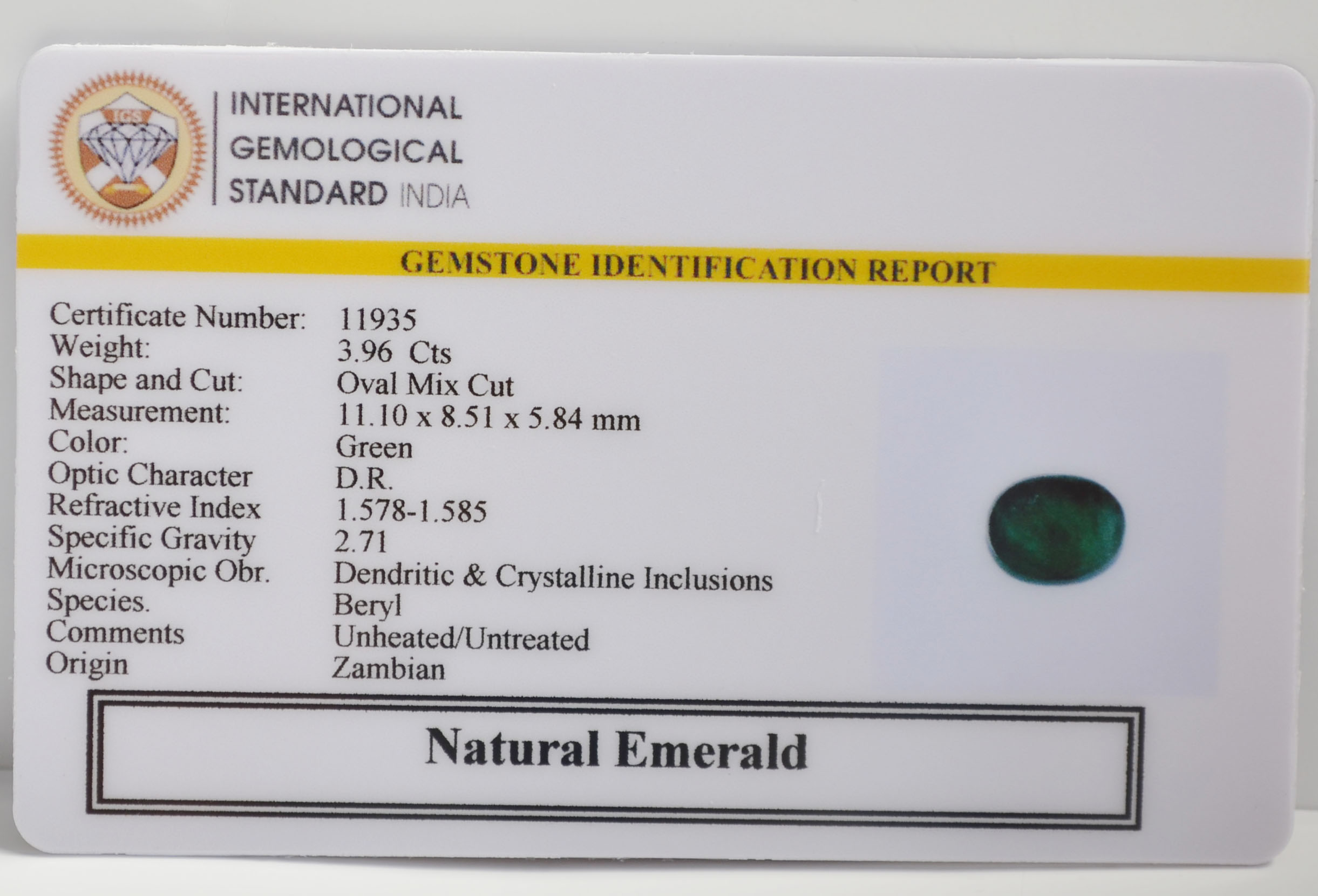 EMERALD 3.96 Ct. 3 EMR22754 2 EMERALD 3.96 Ct.