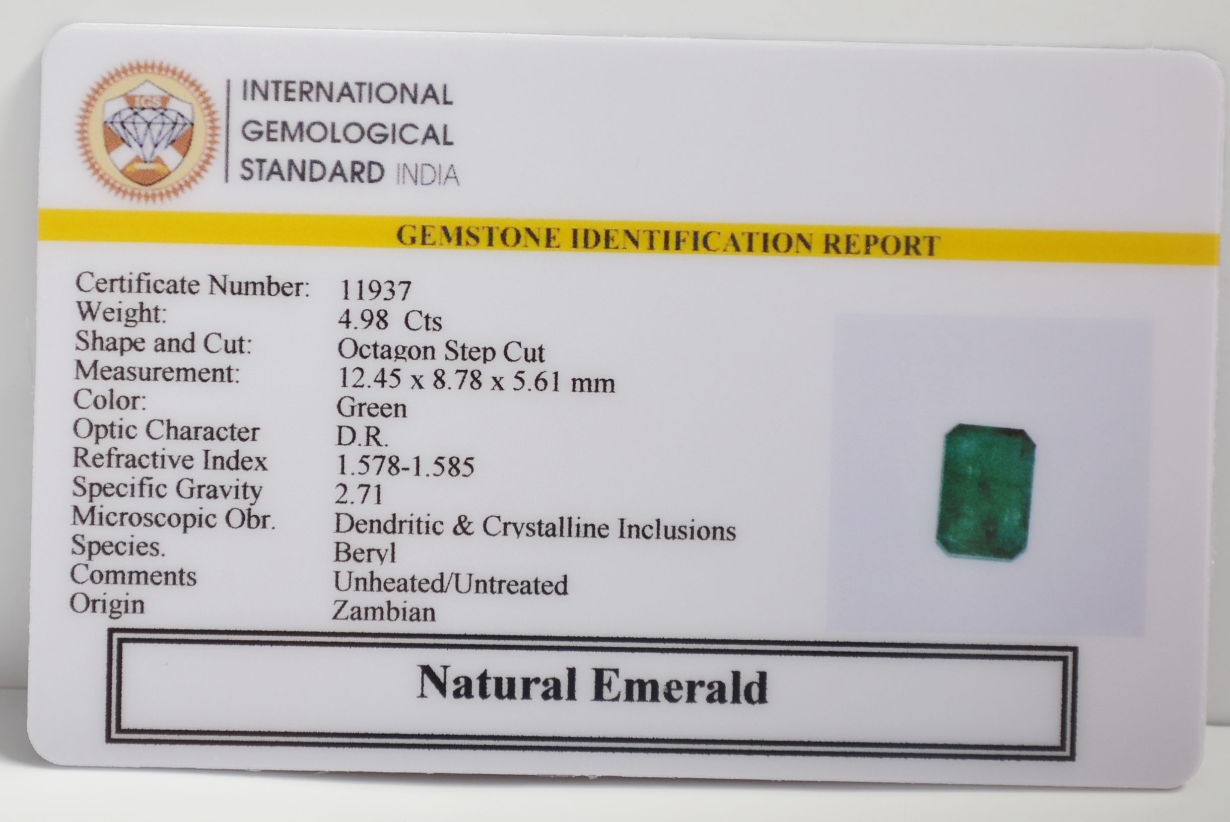 EMERALD 4.98 Ct. 3 EMR22756 2 EMERALD 4.98 Ct.