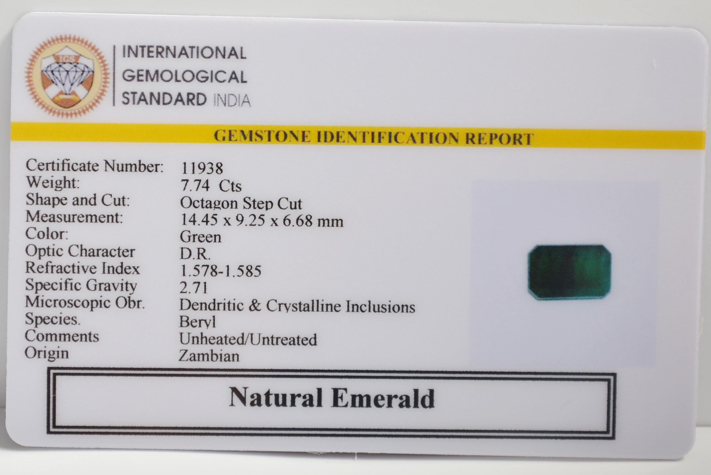 EMERALD 7.74 Ct. 3 EMR22757 2 EMERALD 7.74 Ct.