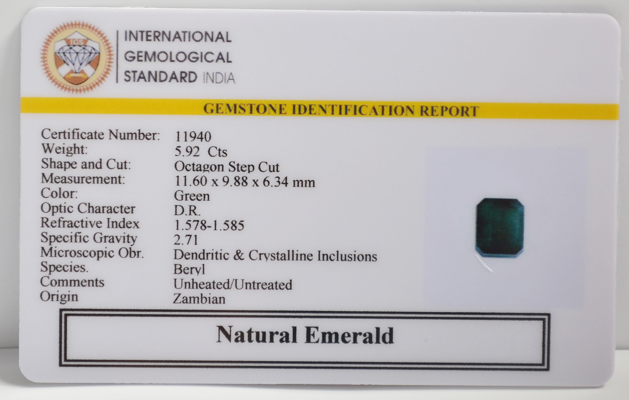 EMERALD 5.92 Ct. 3 EMR22758 2 EMERALD 5.92 Ct.