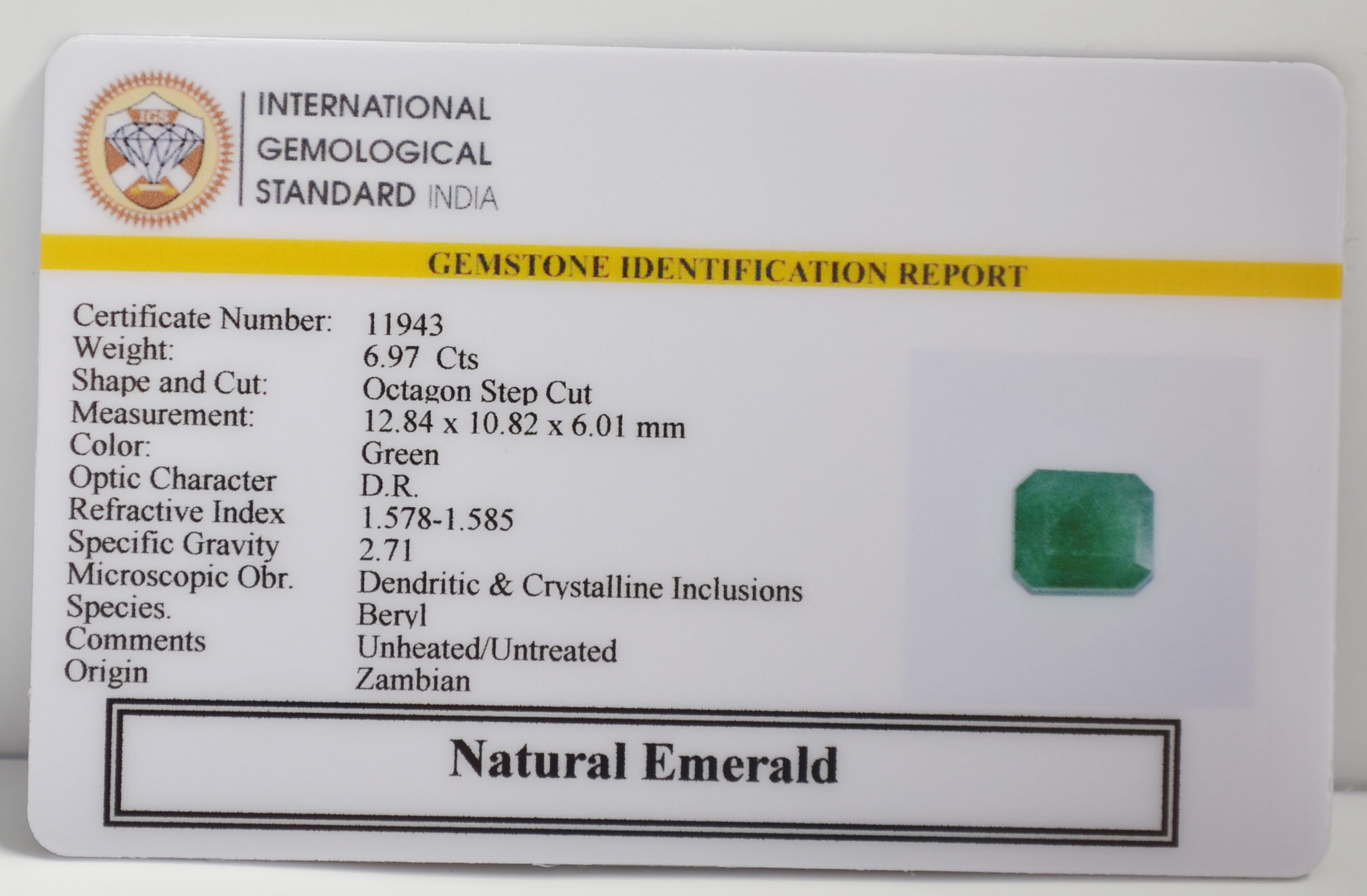 EMERALD 6.97 Ct. 3 EMR22760 2 EMERALD 6.97 Ct.