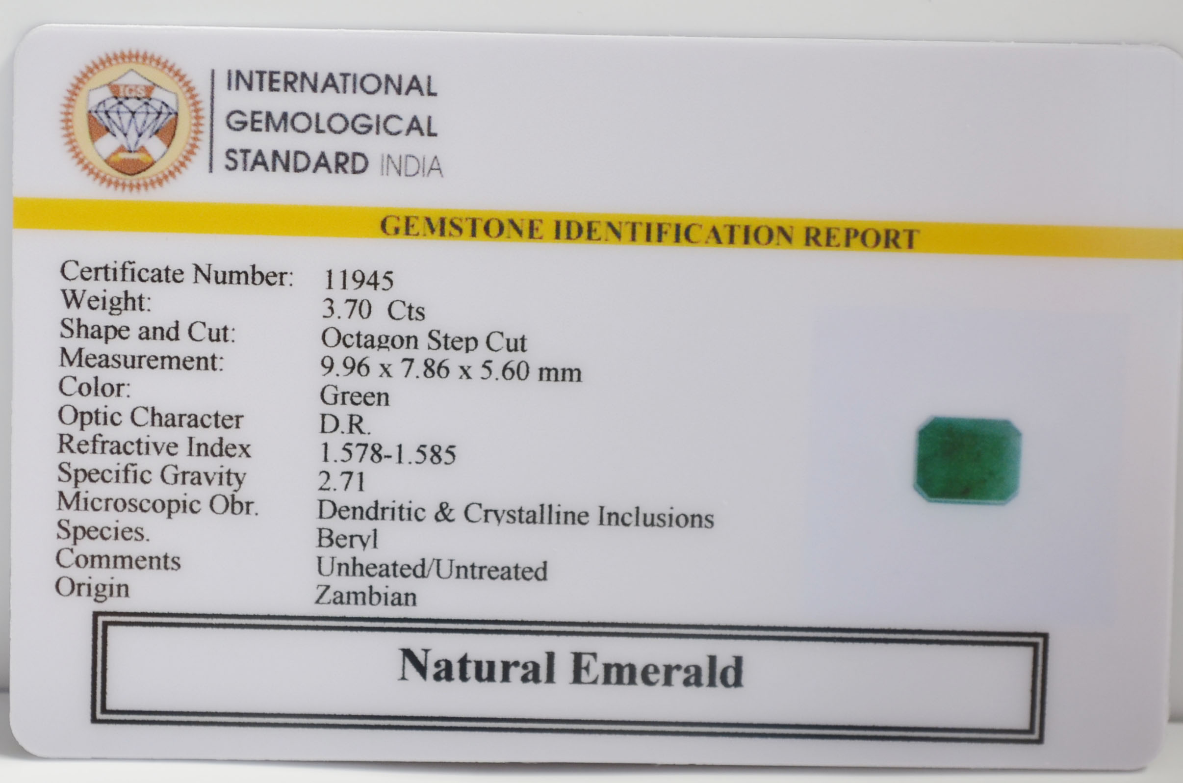 EMERALD 3.7 Ct. 3 EMR22761 2 EMERALD 3.7 Ct.