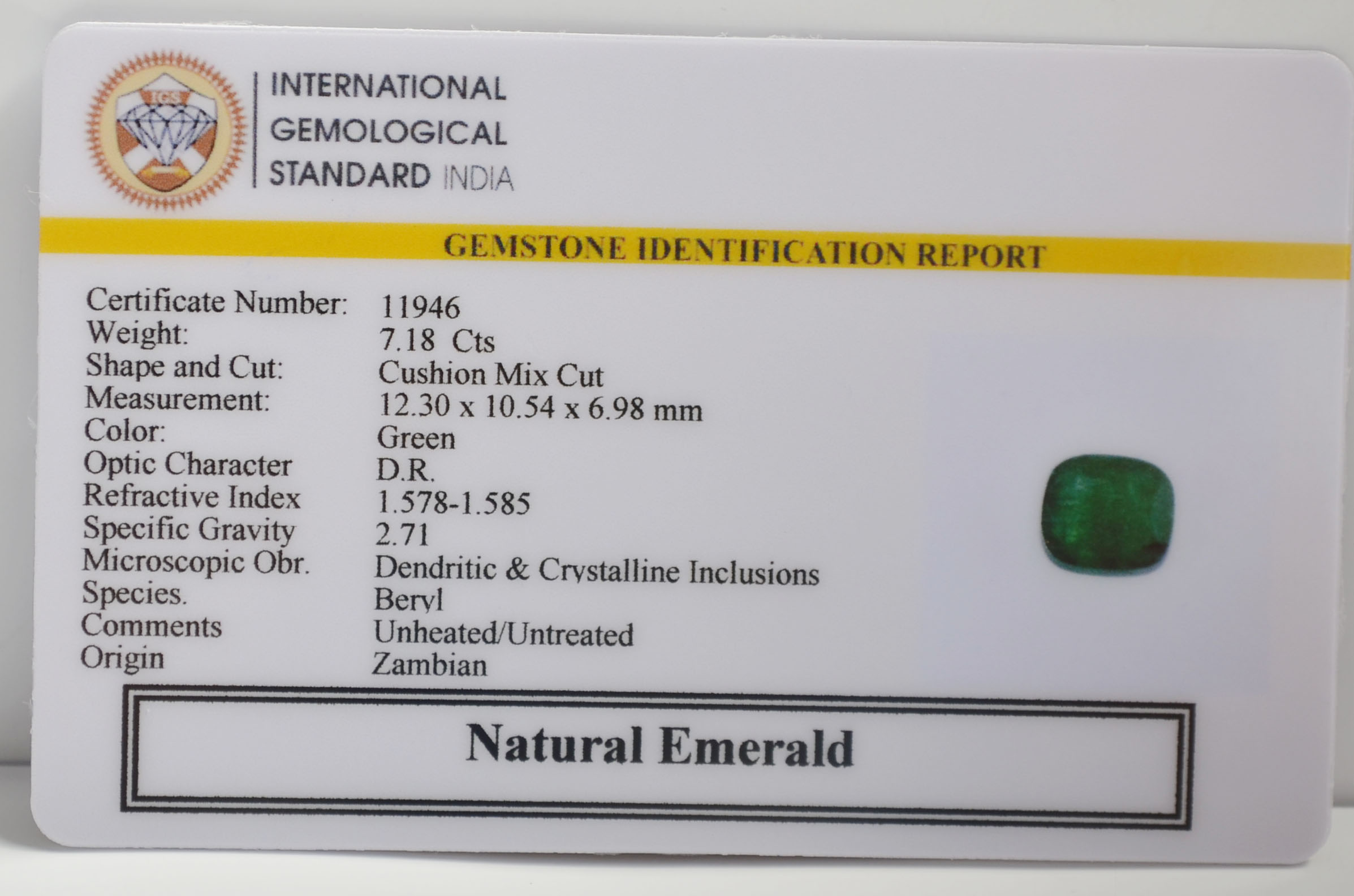 EMERALD 7.18 Ct. 3 EMR22762 2 EMERALD 7.18 Ct.