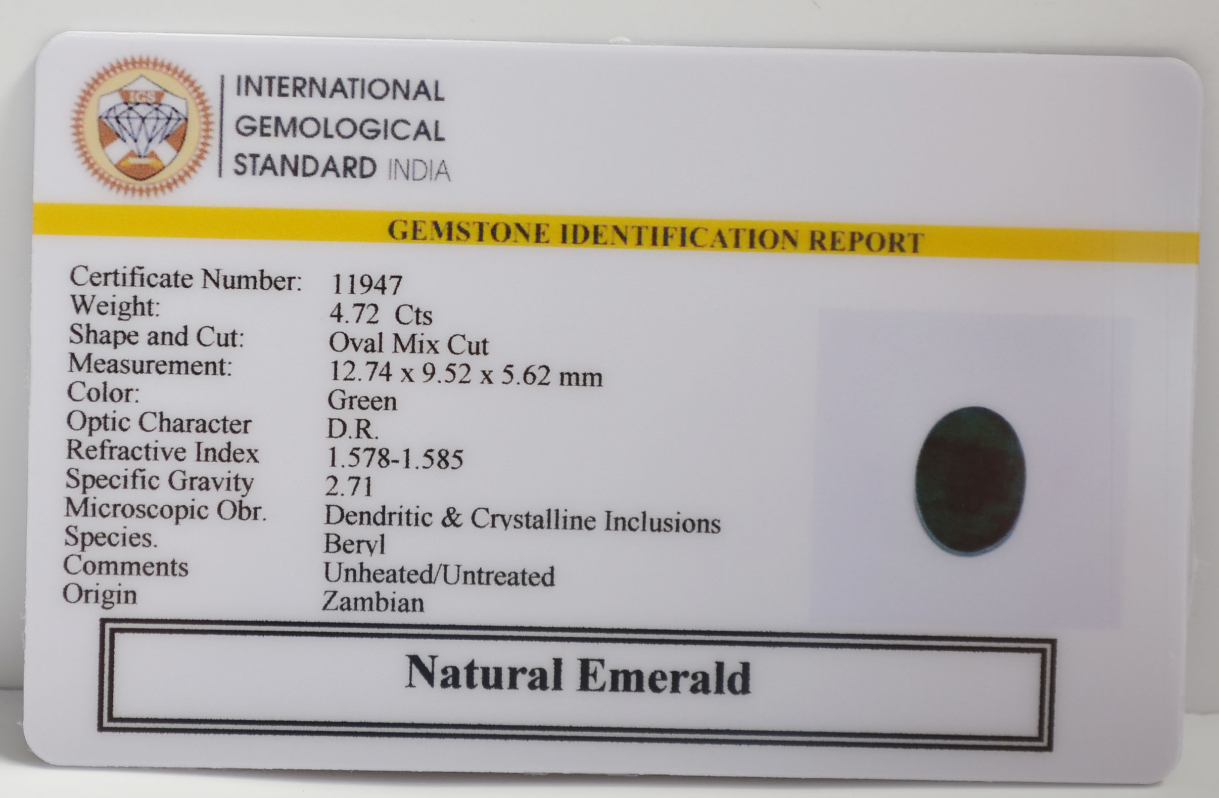 EMERALD 4.72 Ct. 3 EMR22763 2 EMERALD 4.72 Ct.