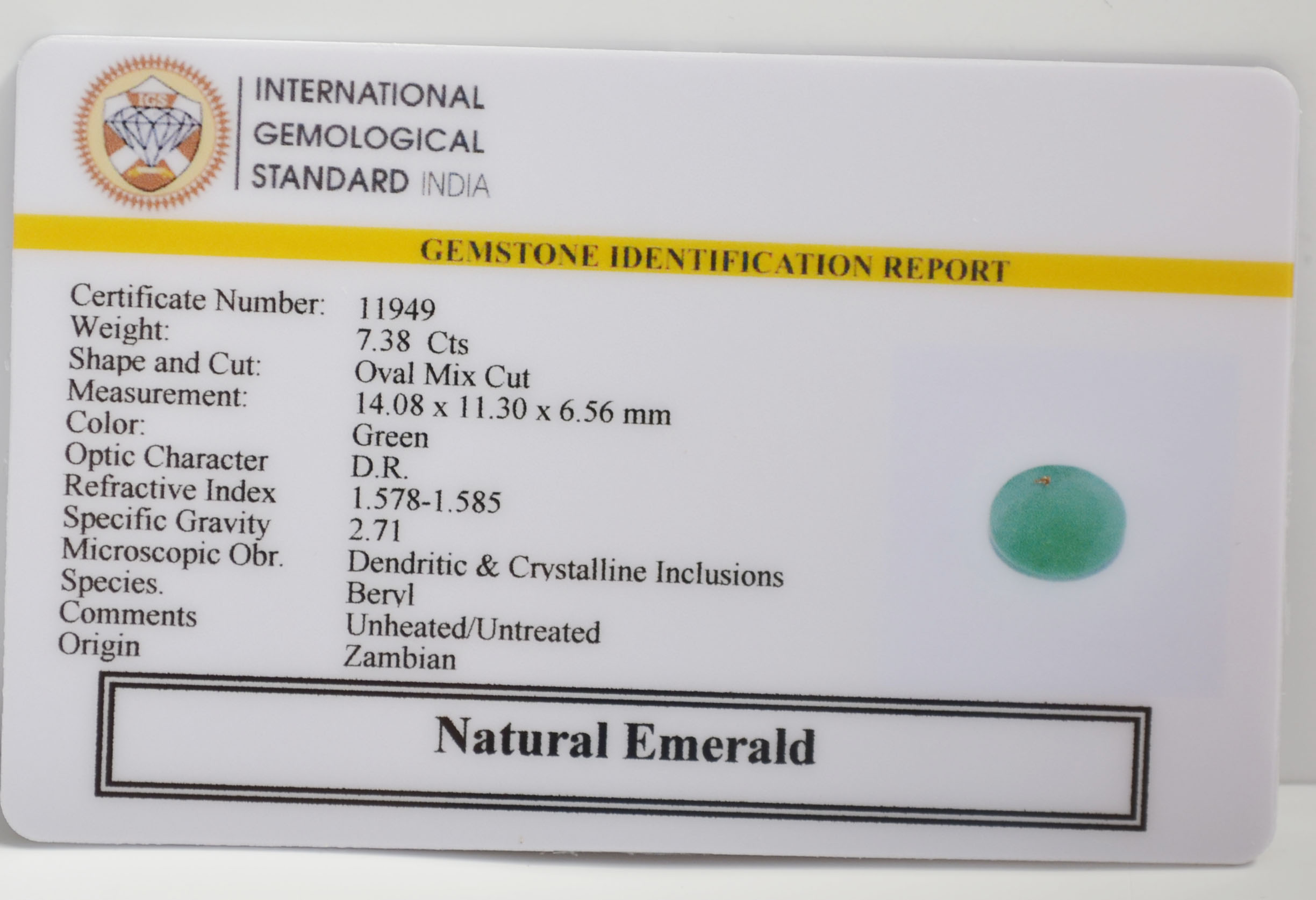 EMERALD 7.38 Ct. 3 EMR22765 2 EMERALD 7.38 Ct.