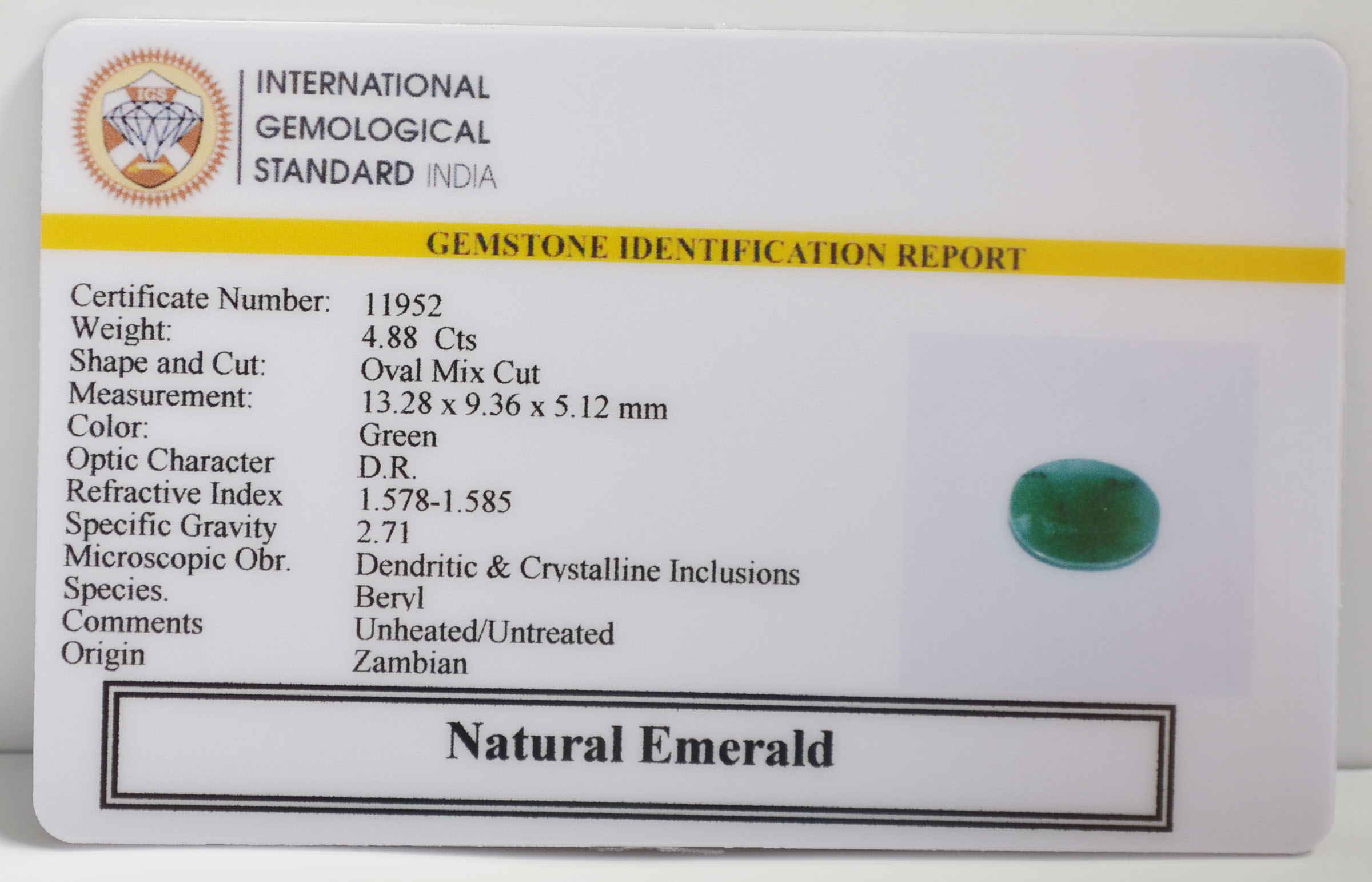 EMERALD 4.88 Ct. 3 EMR22768 2 EMERALD 4.88 Ct.