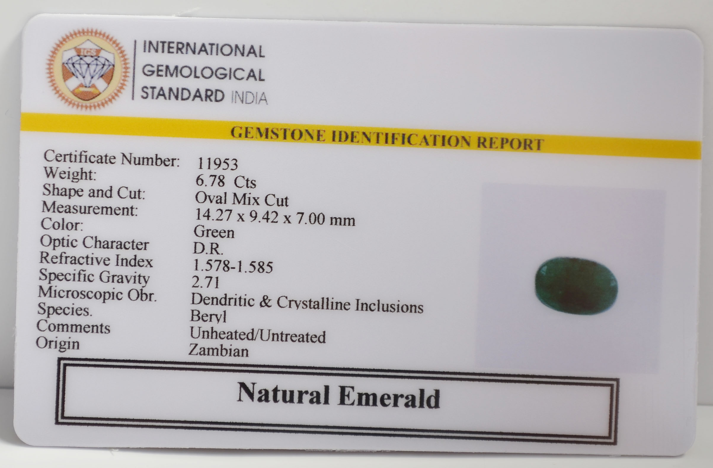 EMERALD 6.78 Ct. 3 EMR22769 2 EMERALD 6.78 Ct.