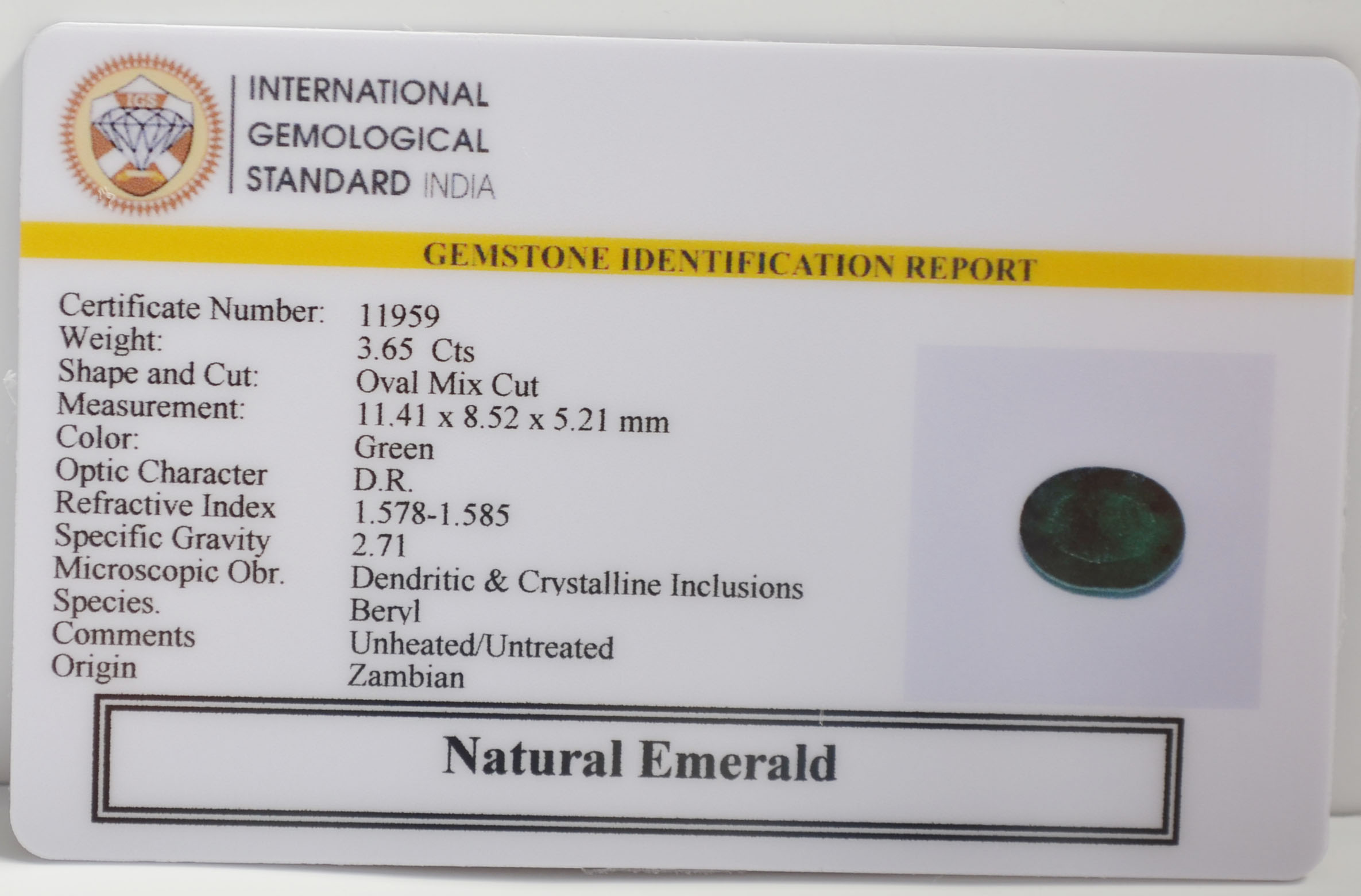 EMERALD 3.65 Ct. 3 EMR22774 2 EMERALD 3.65 Ct.