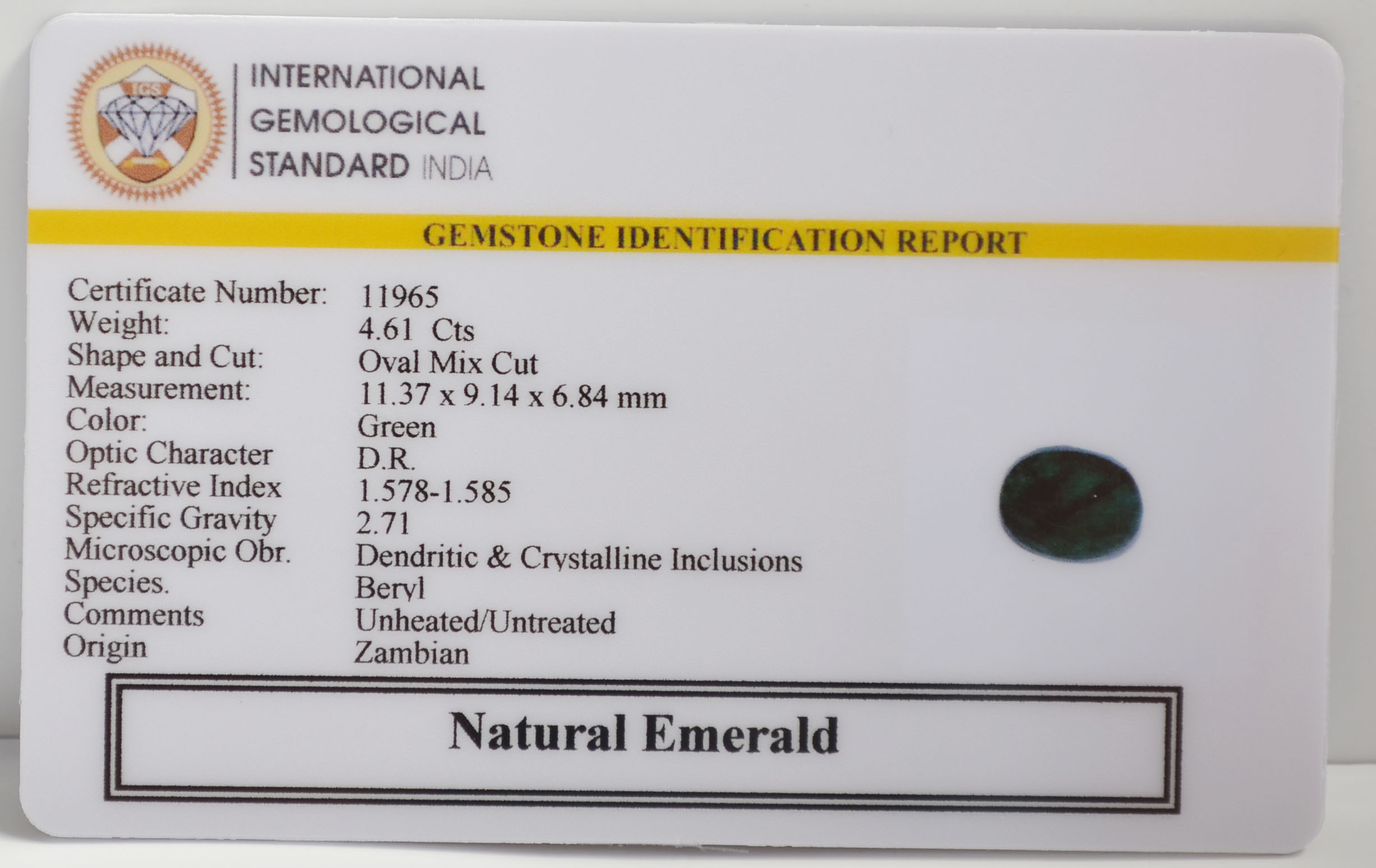 EMERALD 4.61 Ct. 3 EMR22778 2 EMERALD 4.61 Ct.