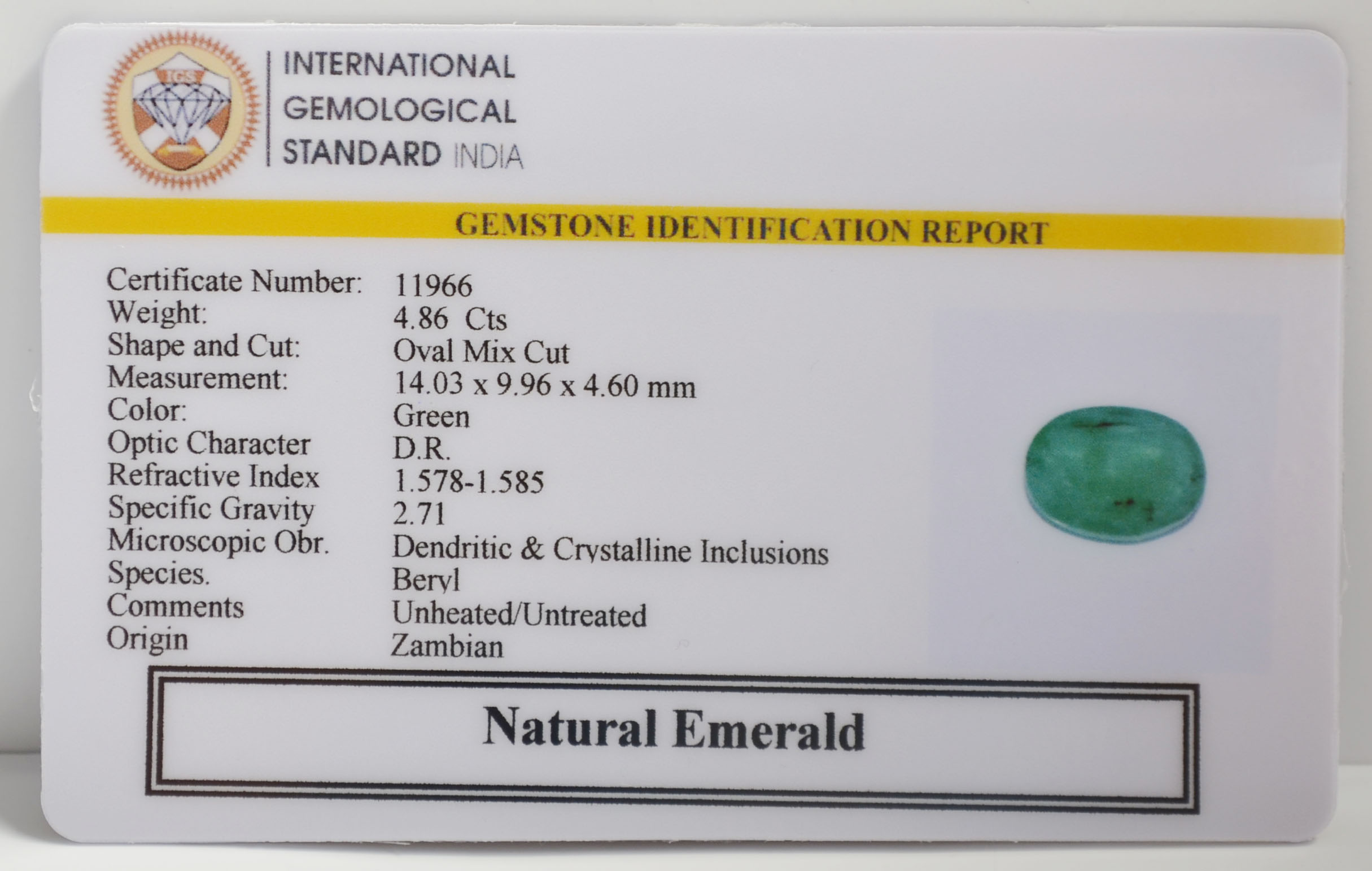 EMERALD 4.86 Ct. 3 EMR22779 2 EMERALD 4.86 Ct.