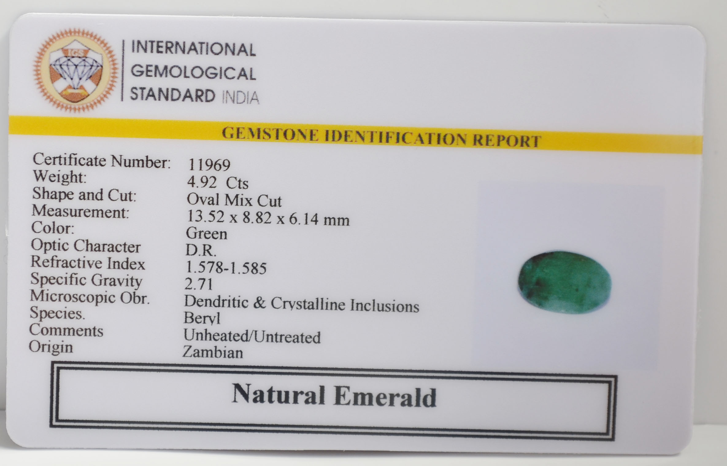 EMERALD 4.92 Ct. 3 EMR22782 2 EMERALD 4.92 Ct.
