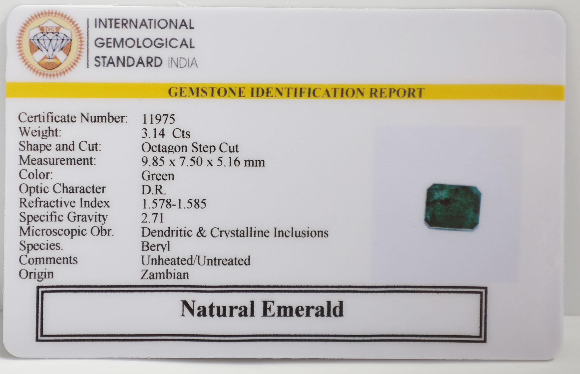 EMERALD 3.14 Ct. 3 EMR22786 2 EMERALD 3.14 Ct.