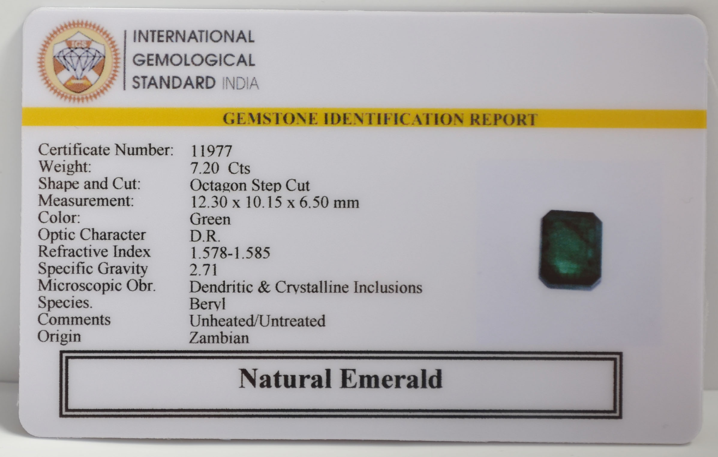 EMERALD 7.2 Ct. 3 EMR22787 2 EMERALD 7.2 Ct.