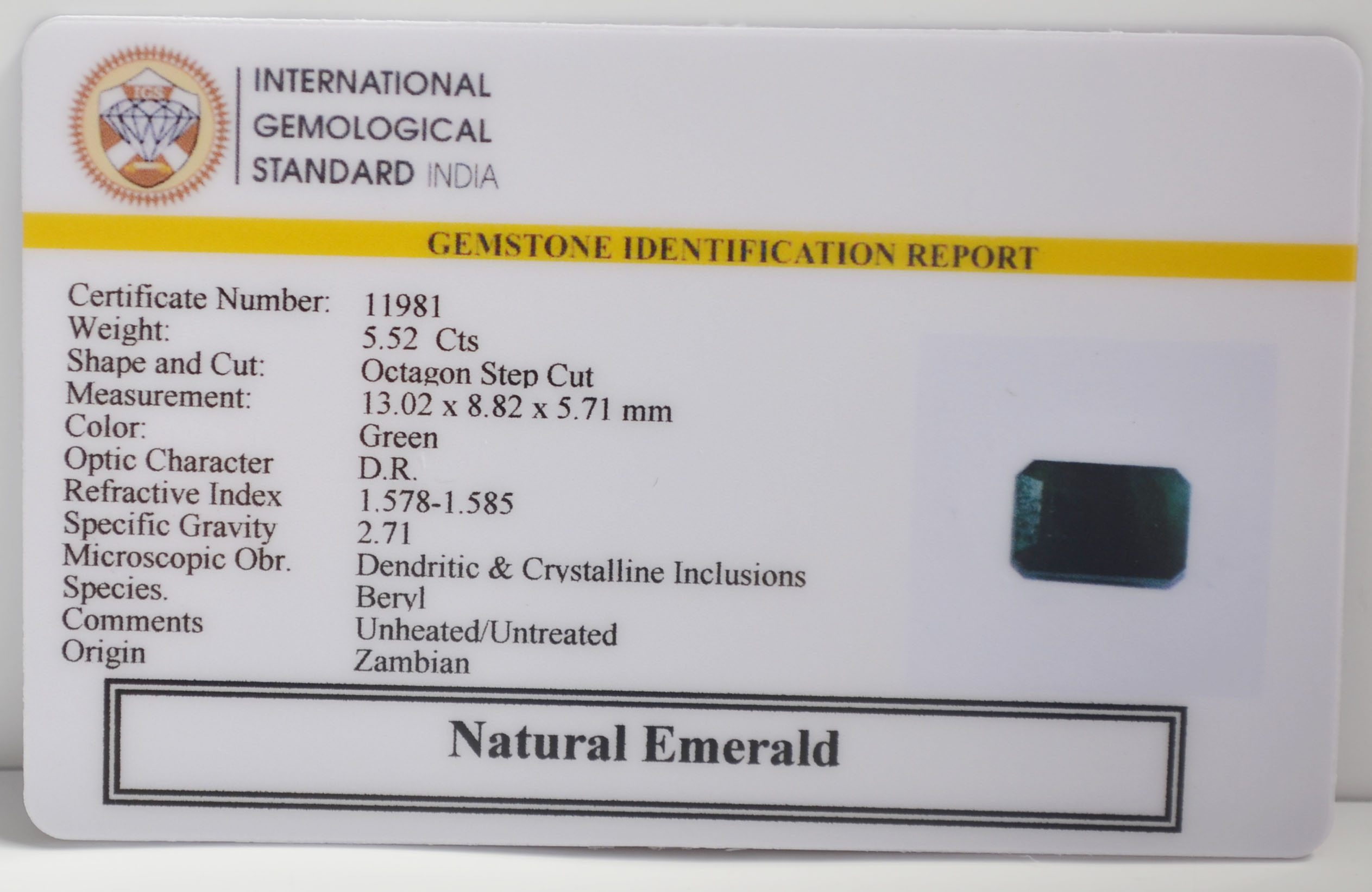 EMERALD 5.52 Ct. 3 EMR22790 2 EMERALD 5.52 Ct.