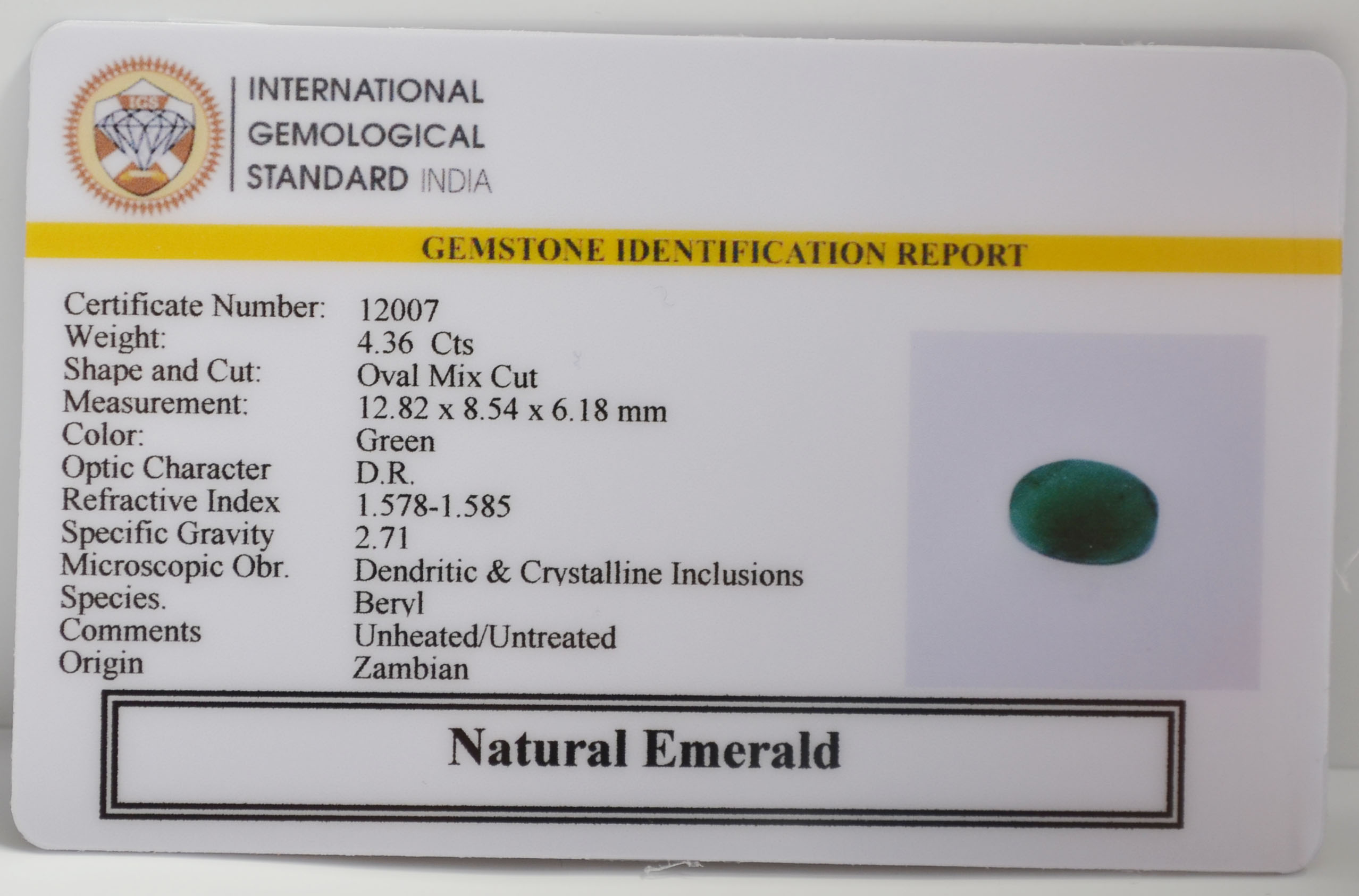 EMERALD 4.36 Ct. 3 EMR22809 2 EMERALD 4.36 Ct.