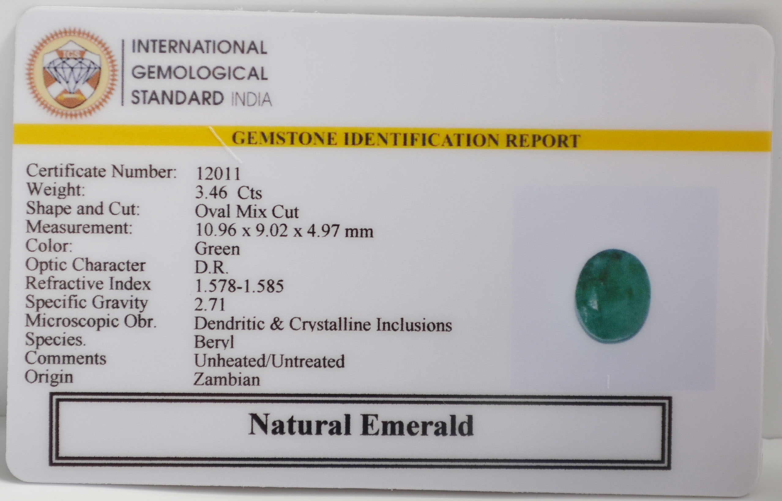 EMR22812 2 EMERALD 3.46 Ct.