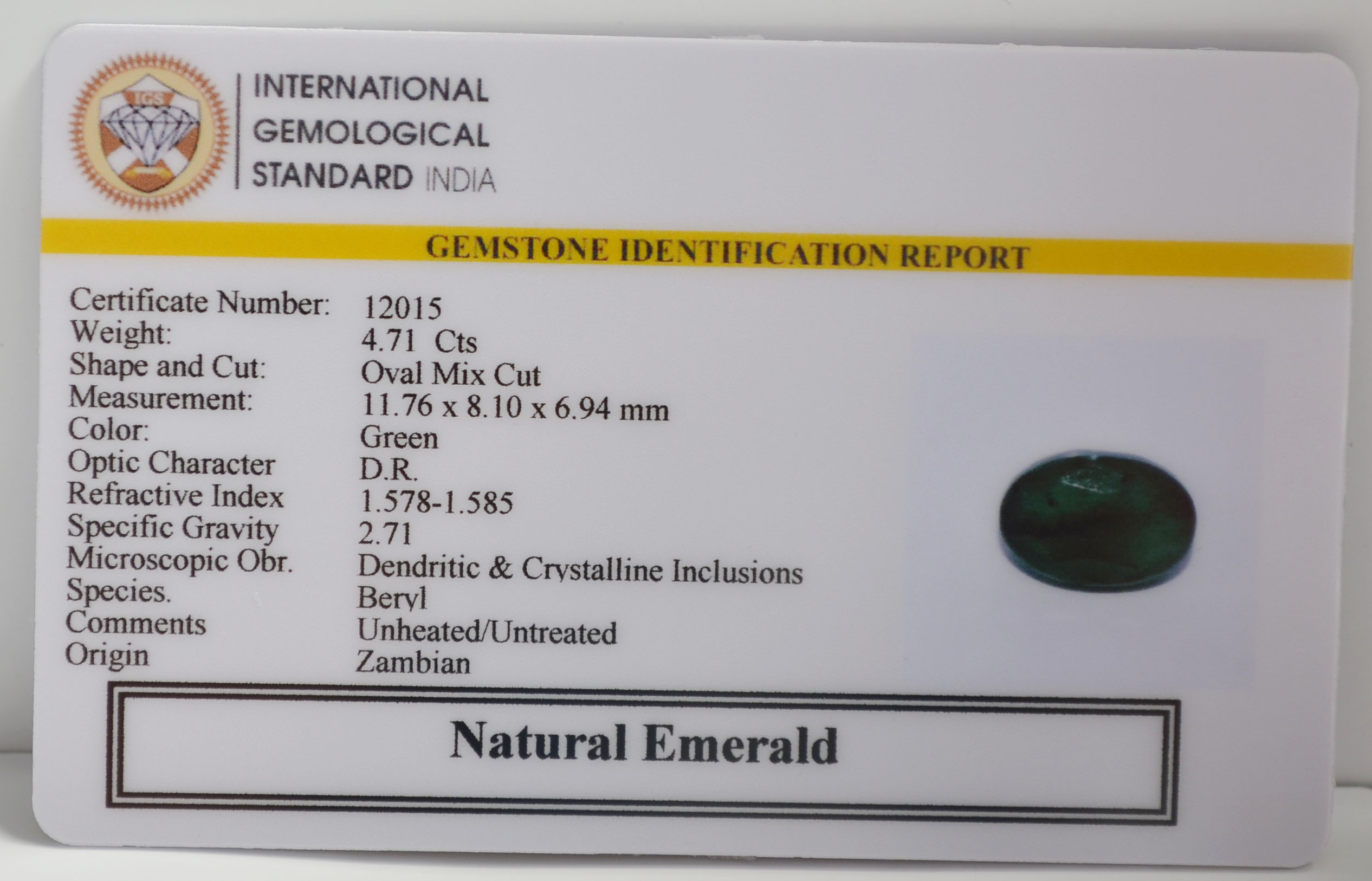 EMR22816 2 EMERALD 4.71 Ct.