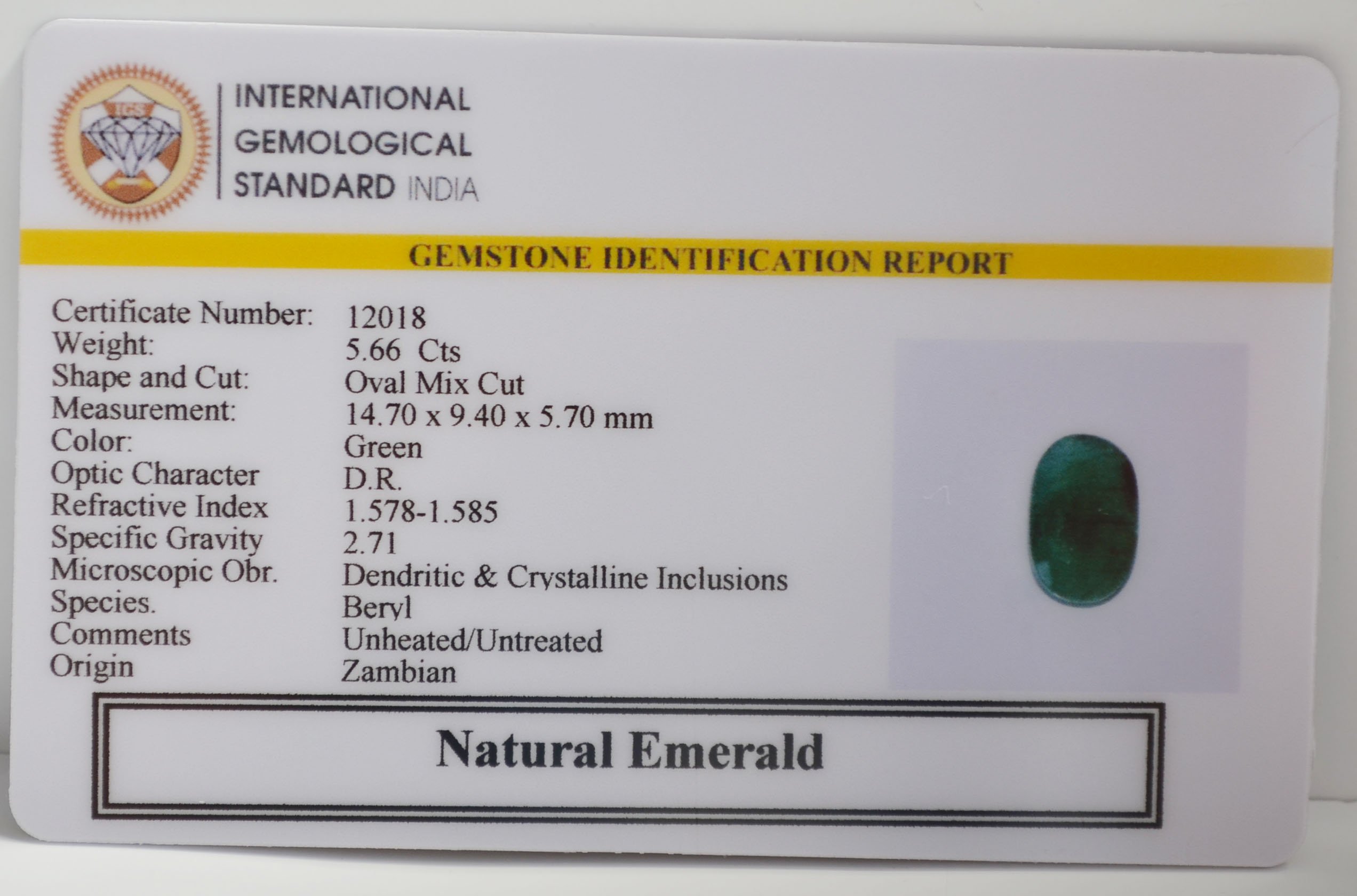 EMERALD 5.66 Ct. 3 EMR22818 2 EMERALD 5.66 Ct.