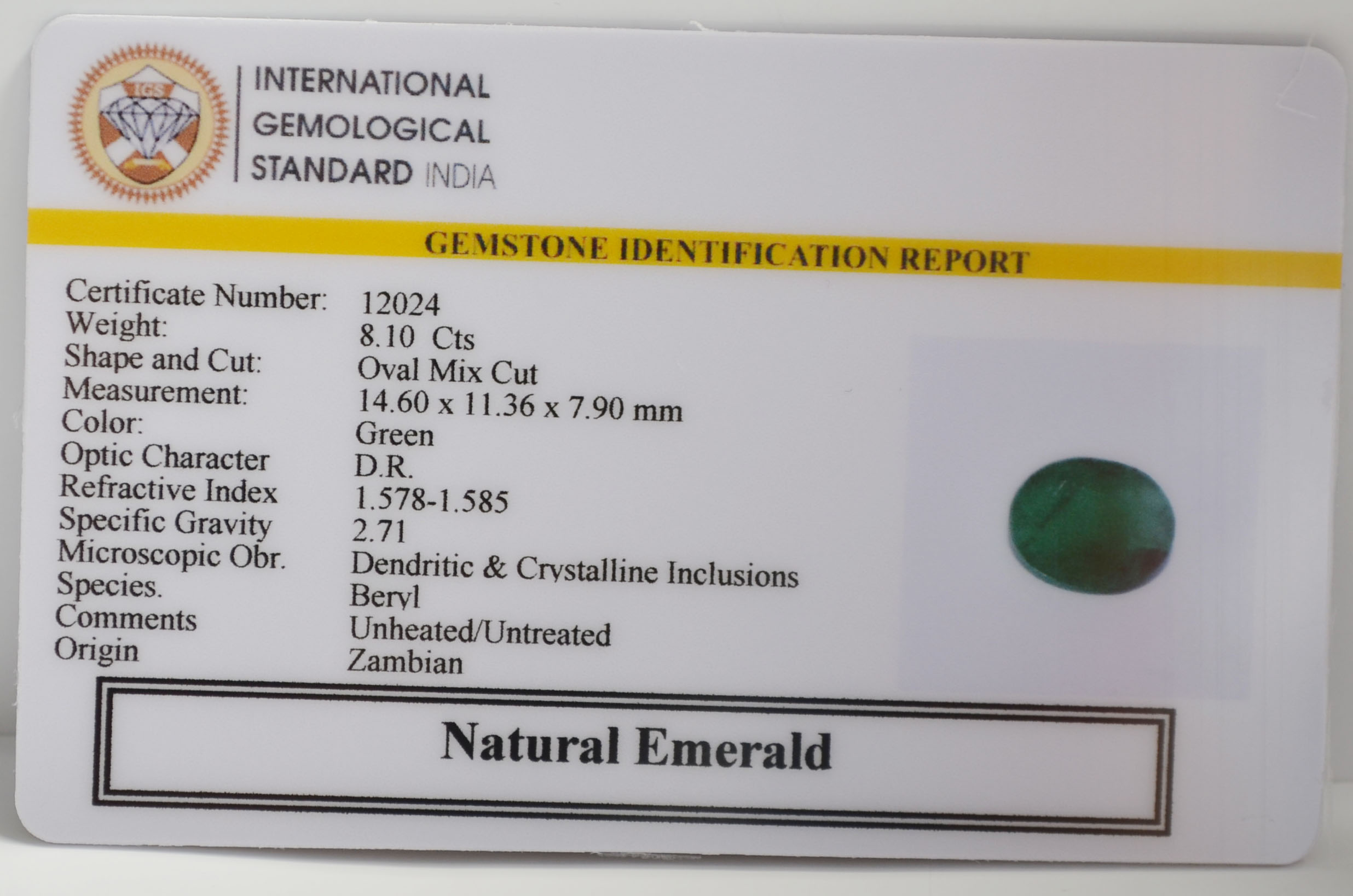 EMR22822 2 EMERALD 8.1 Ct.