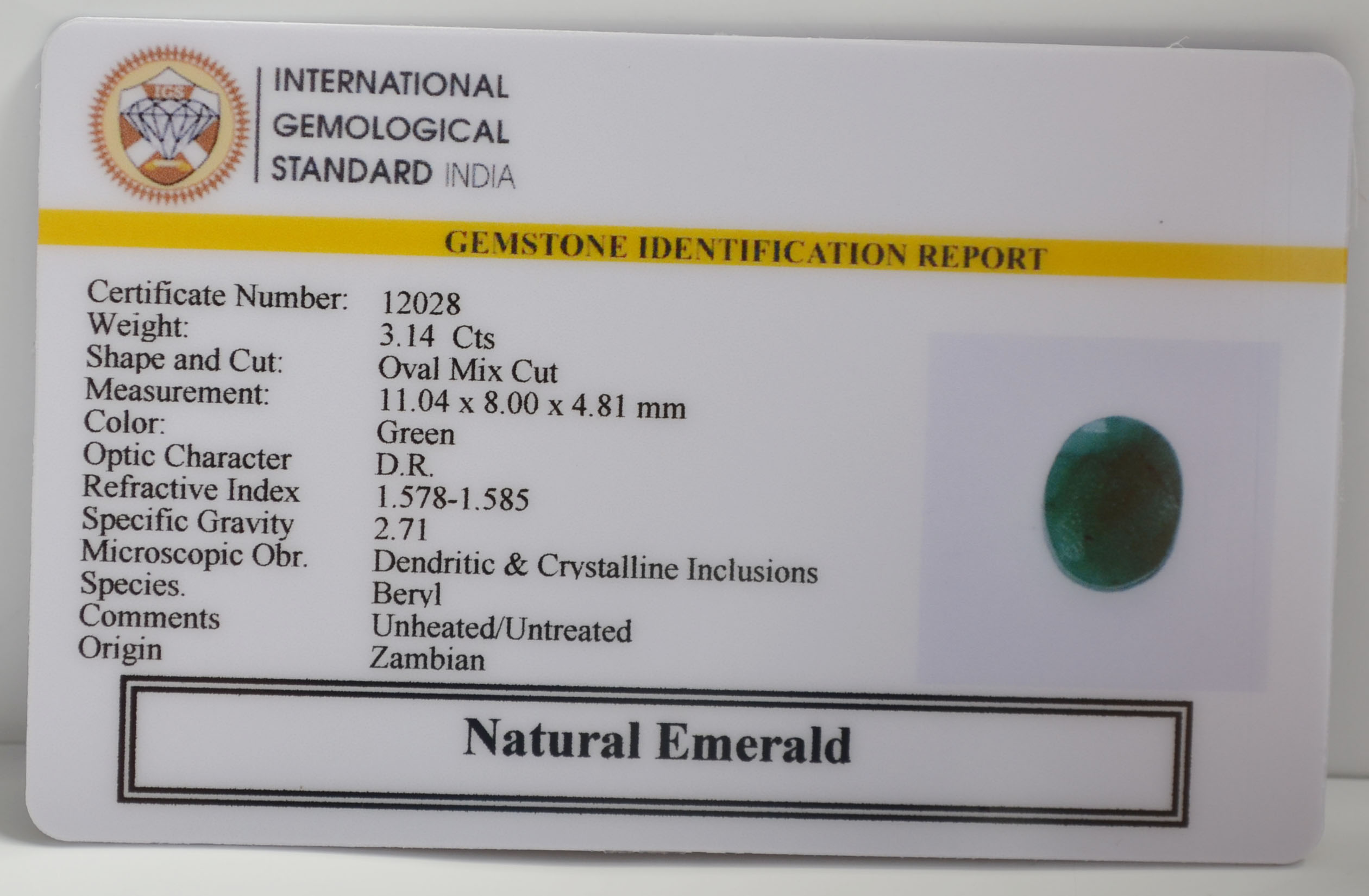 EMERALD 3.14 Ct. 3 EMR22824 2 EMERALD 3.14 Ct.