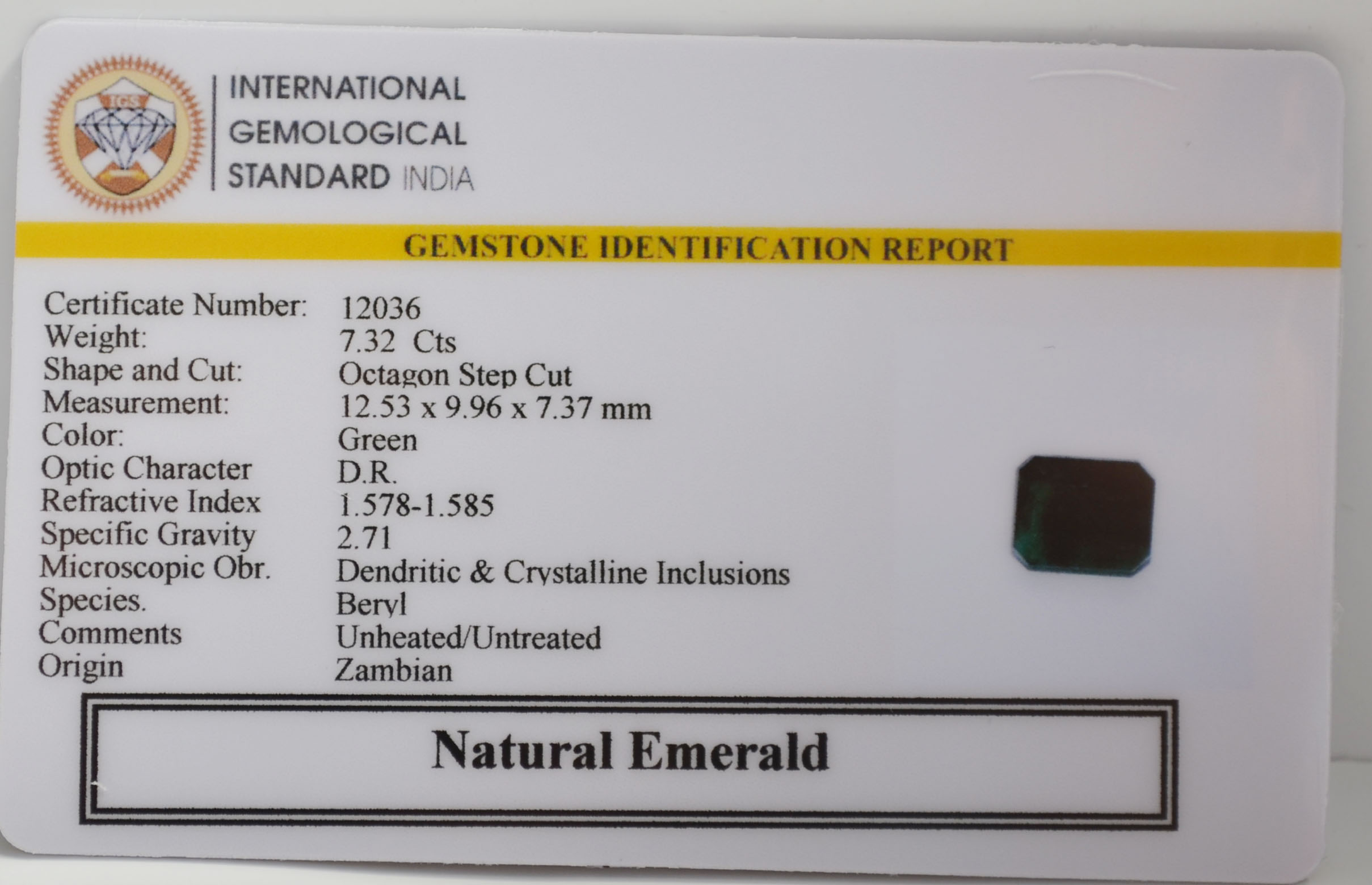 EMERALD 7.32 Ct. 3 EMR22831 2 EMERALD 7.32 Ct.
