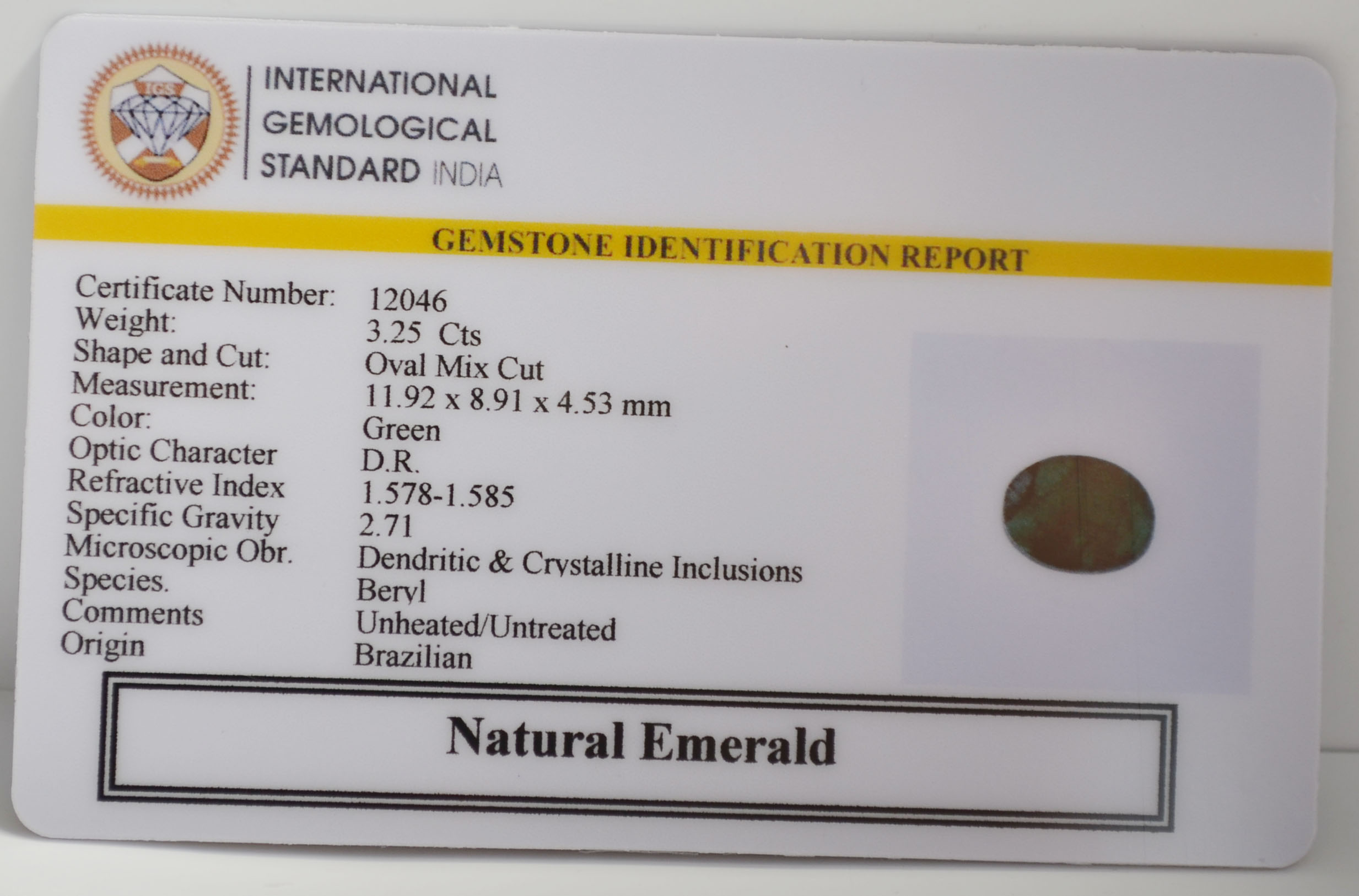 EMERALD 3.25 Ct. 3 EMR22839 2 EMERALD 3.25 Ct.
