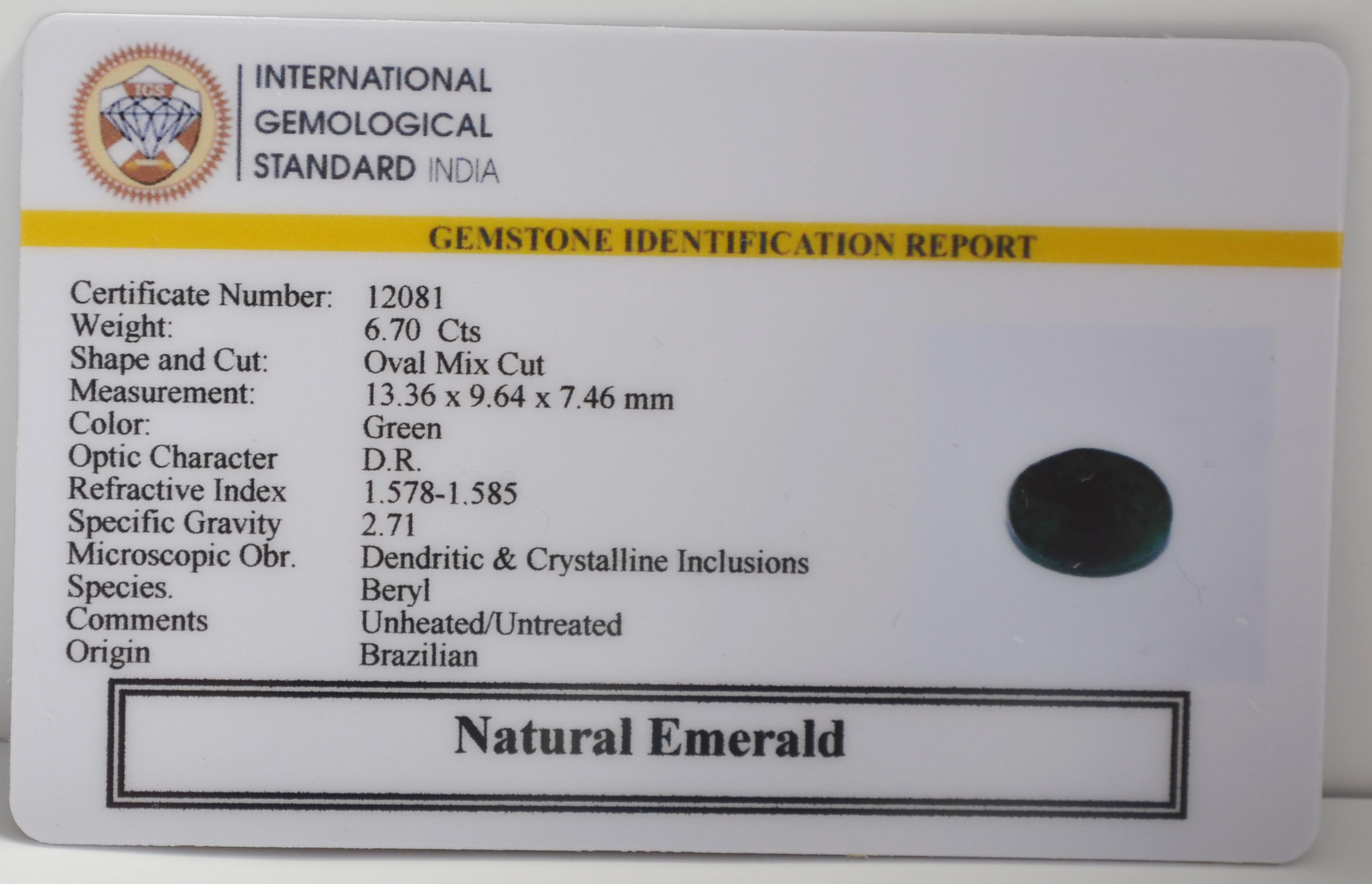 EMR22842 2 EMERALD 6.7 Ct.