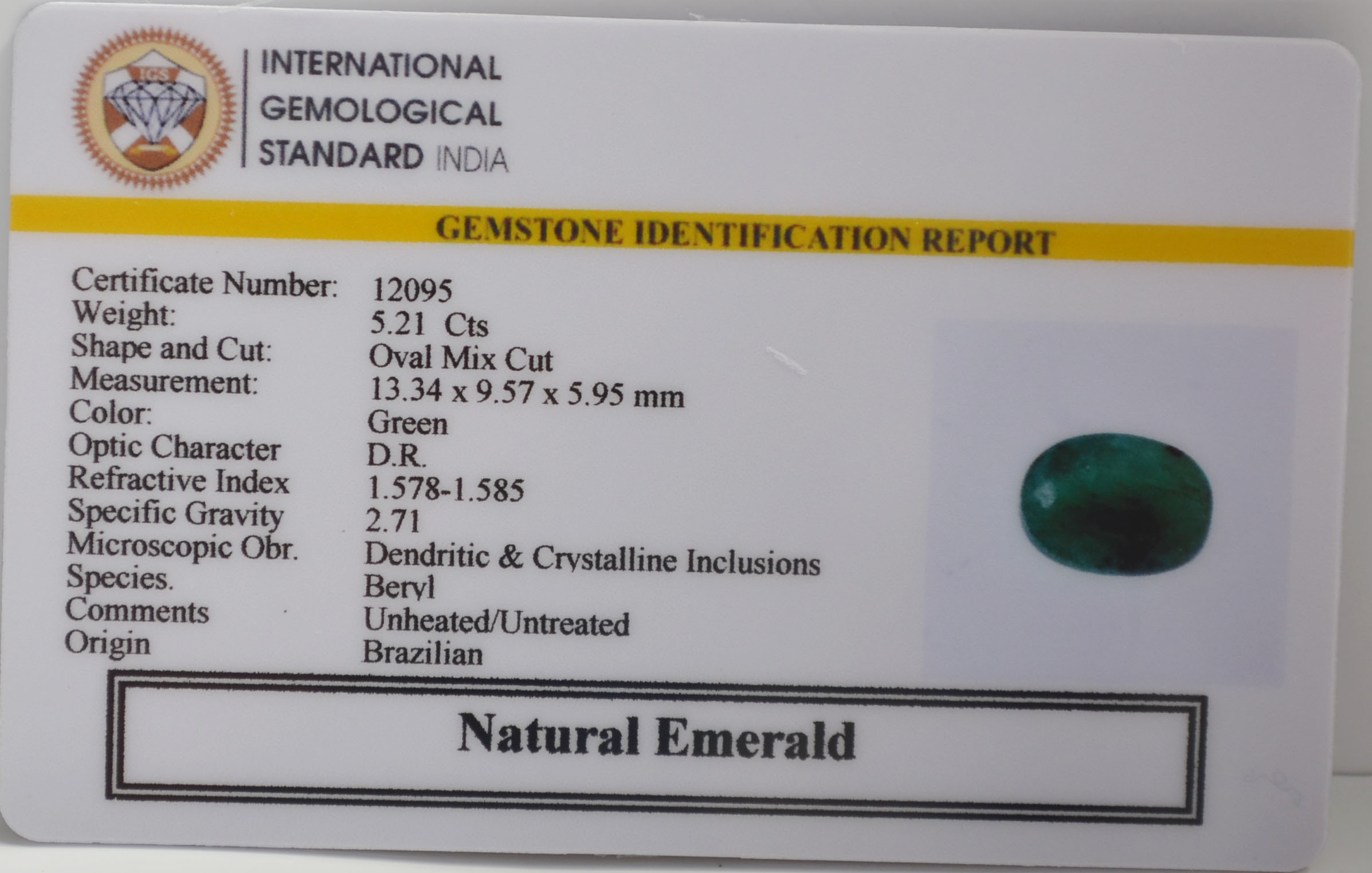 EMR22852 2 EMERALD 5.21 Ct.