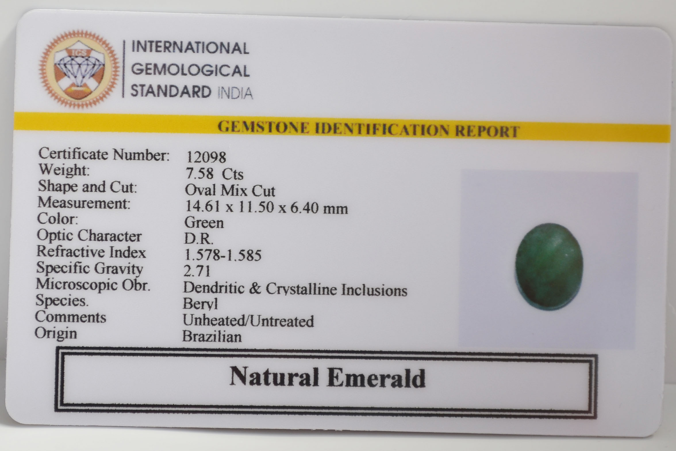EMR22854 2 EMERALD 7.58 Ct.