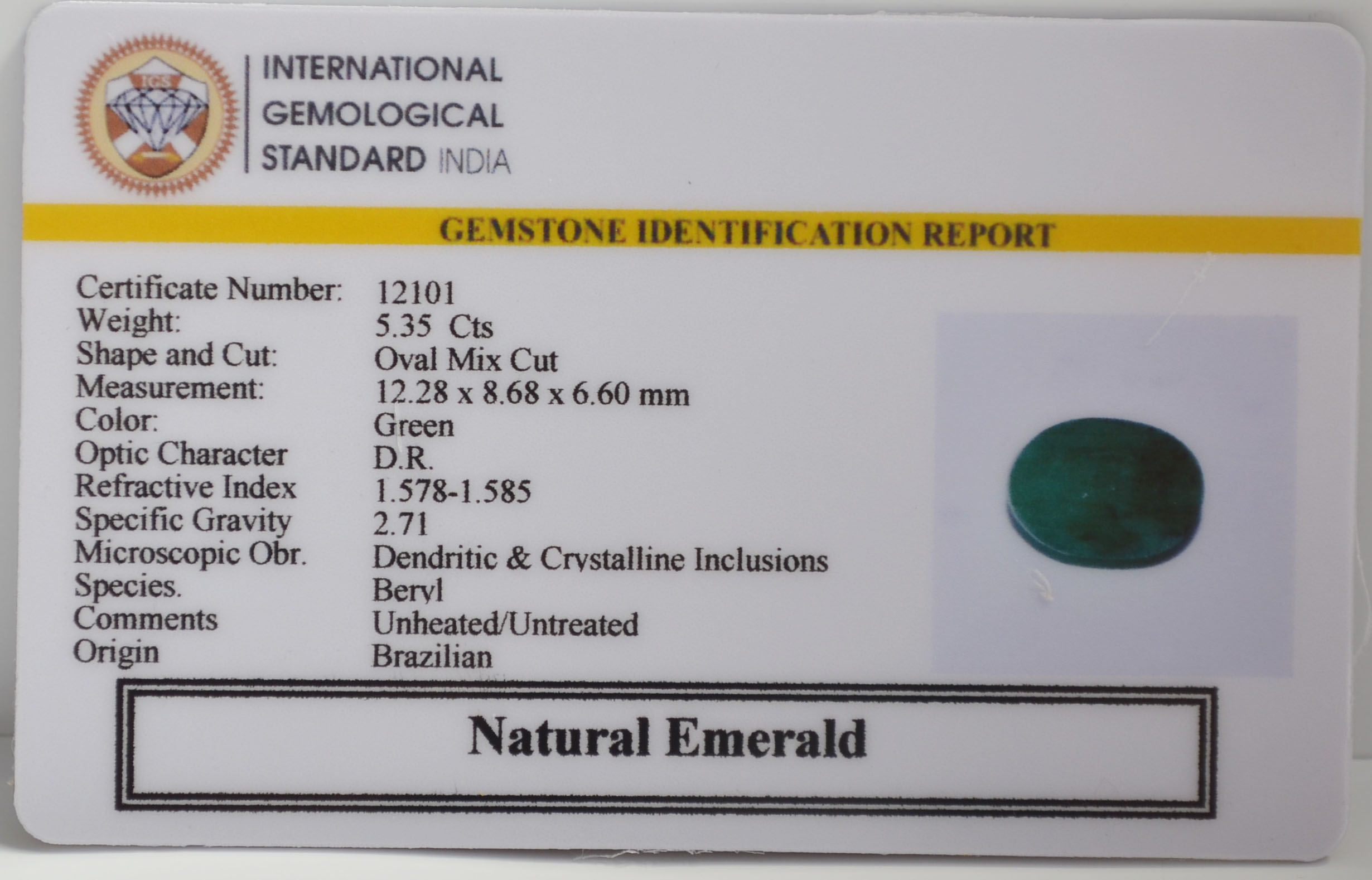 EMR22856 2 EMERALD 5.35 Ct.