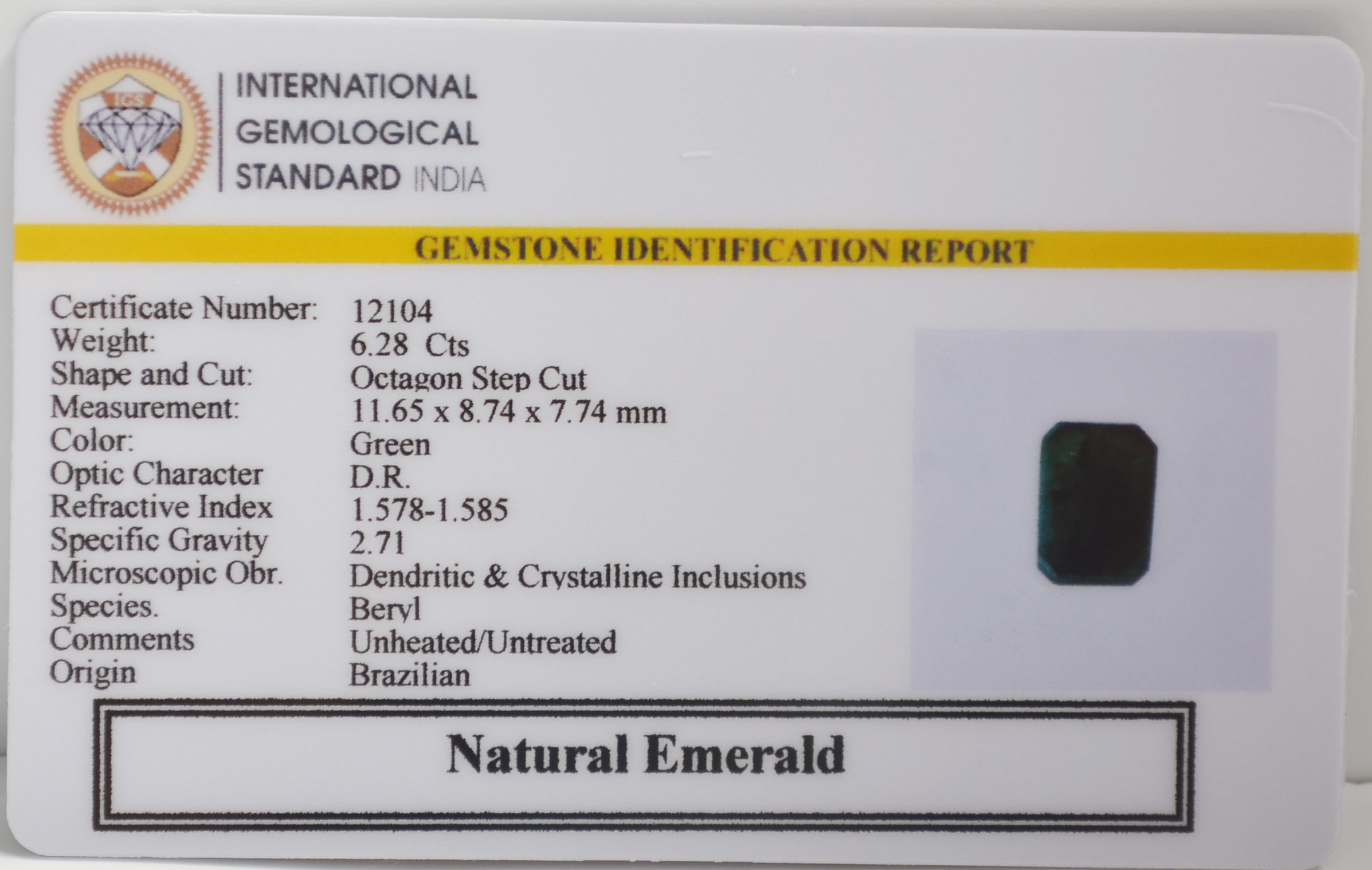 EMR22859 2 EMERALD 6.28 Ct.