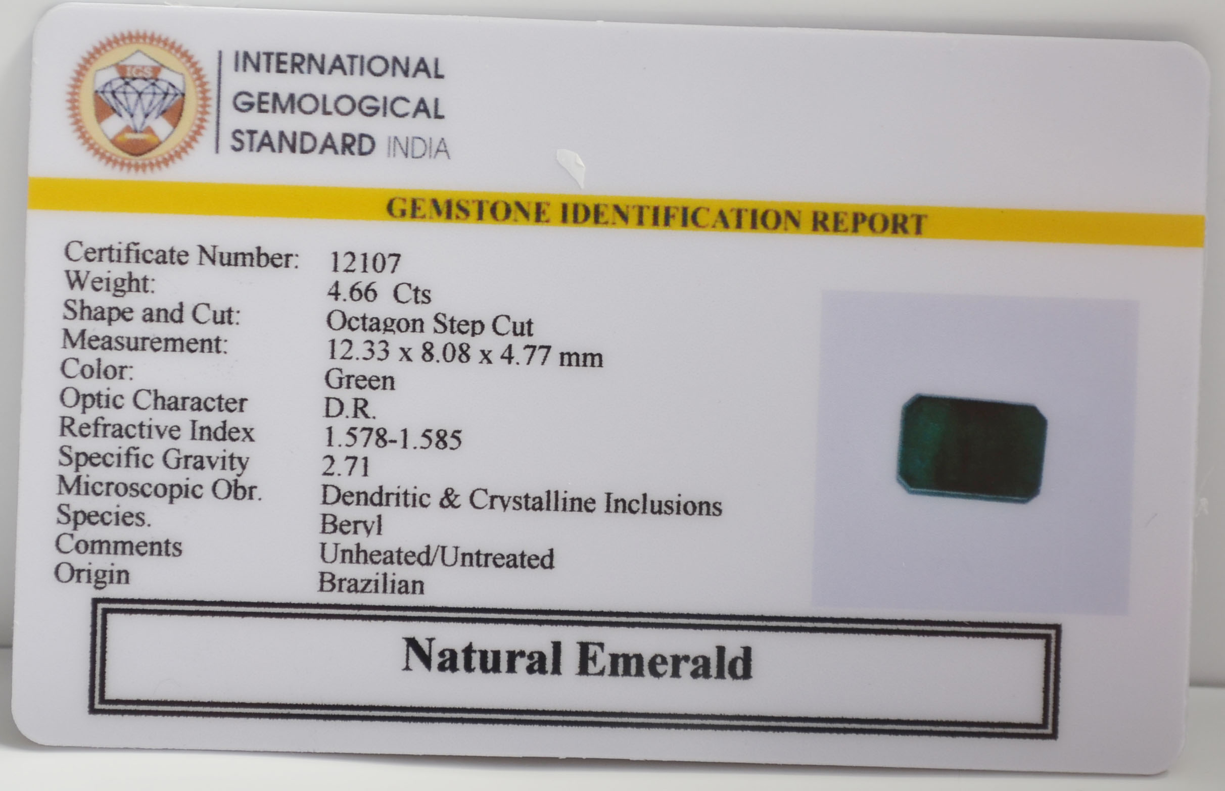 EMR22861 2 EMERALD 4.66 Ct.