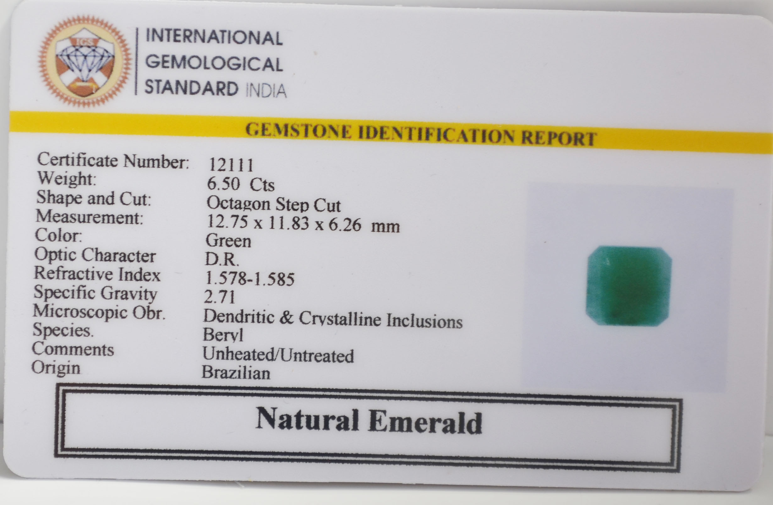 EMR22864 2 EMERALD 6.5 Ct.