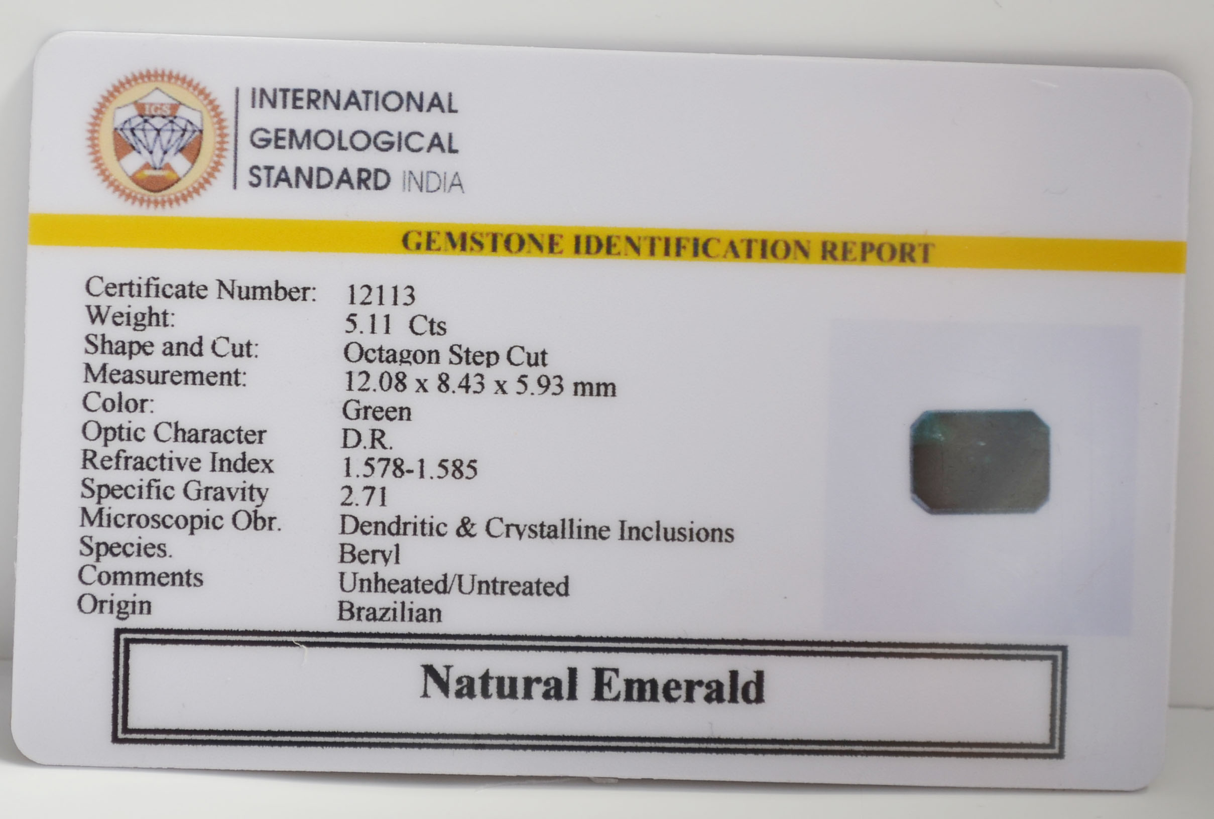 EMR22866 2 EMERALD 5.11 Ct.