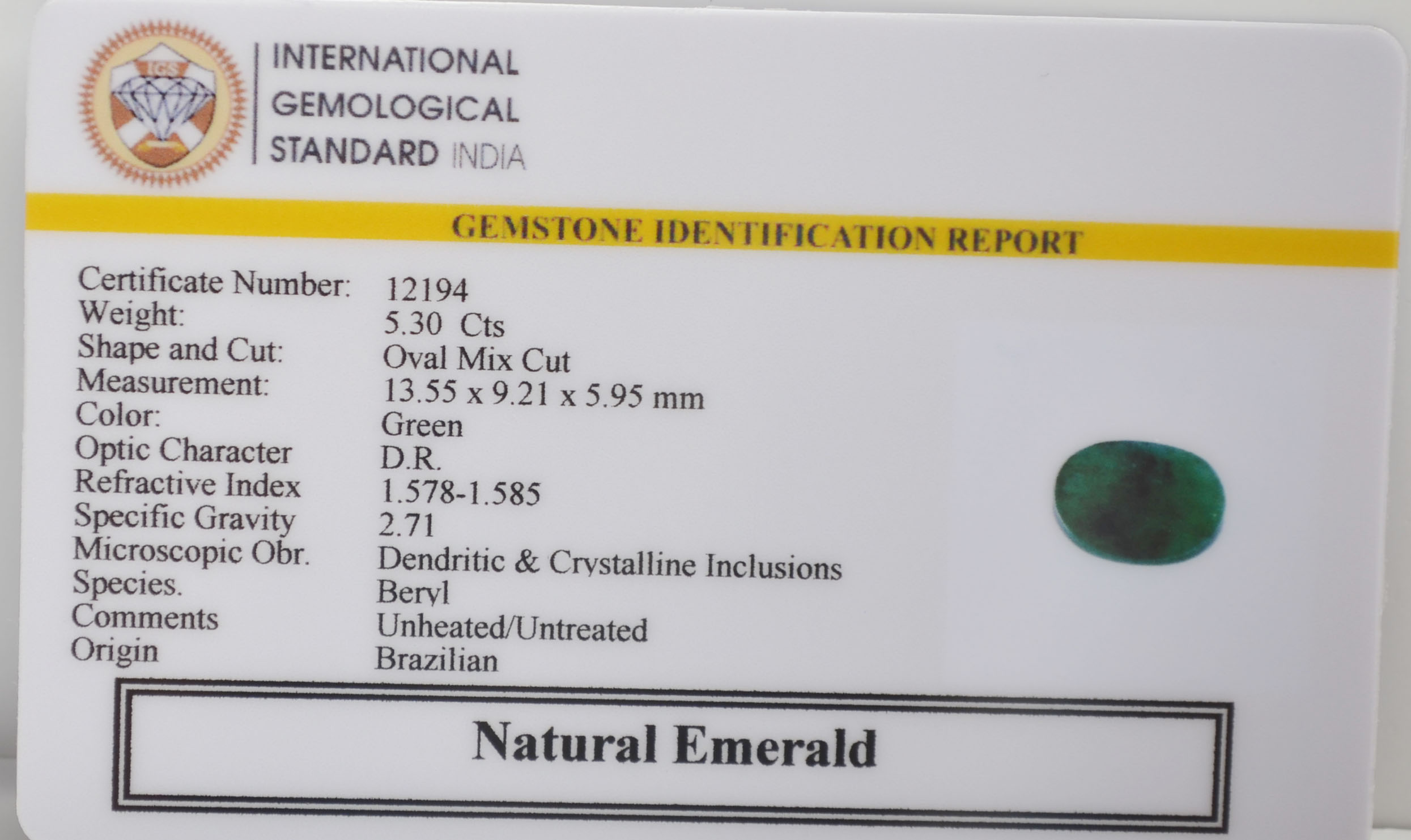 EMR22905 2 EMERALD 5.3 Ct.