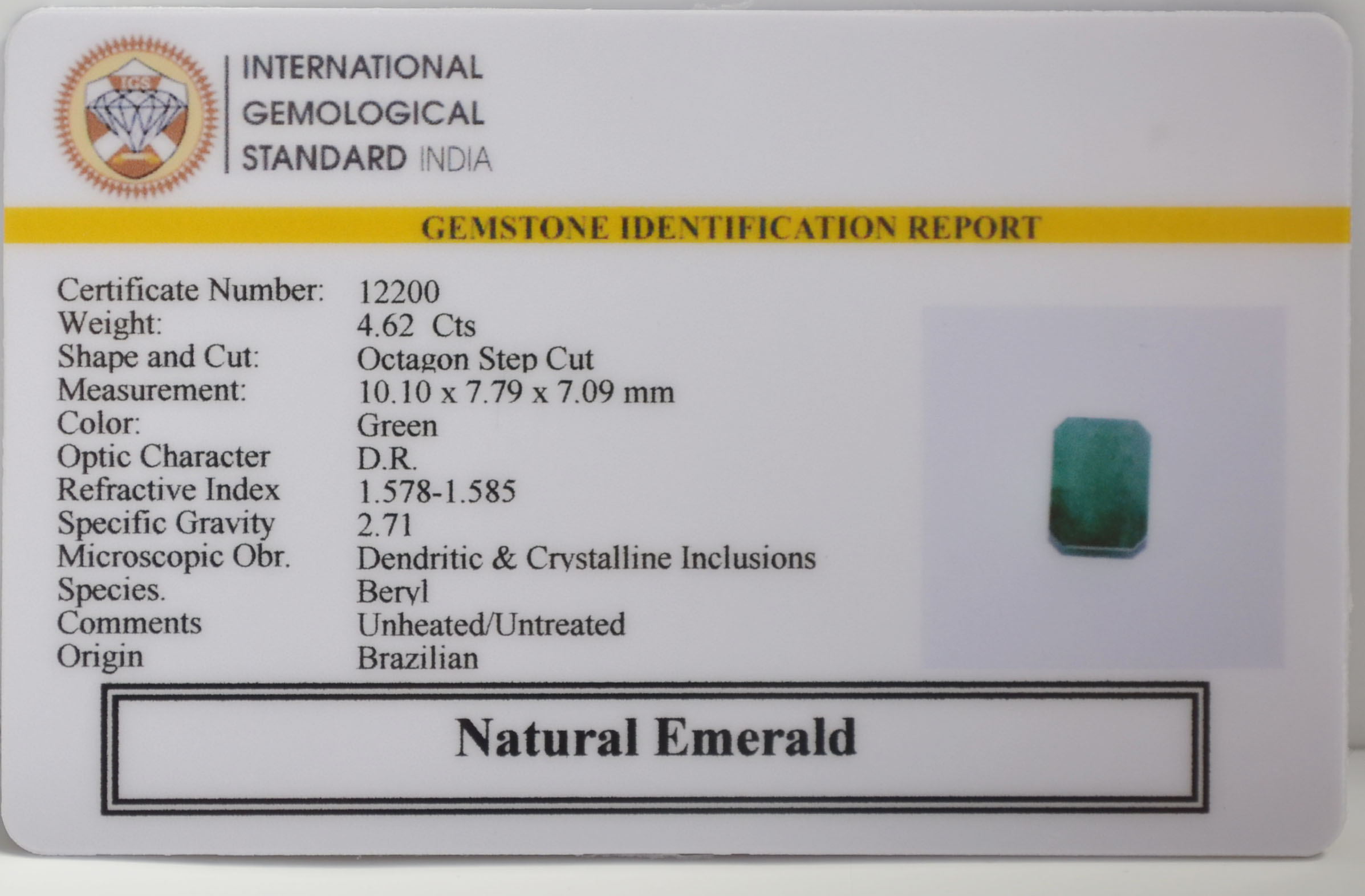 EMR22911 2 EMERALD 4.62 Ct.
