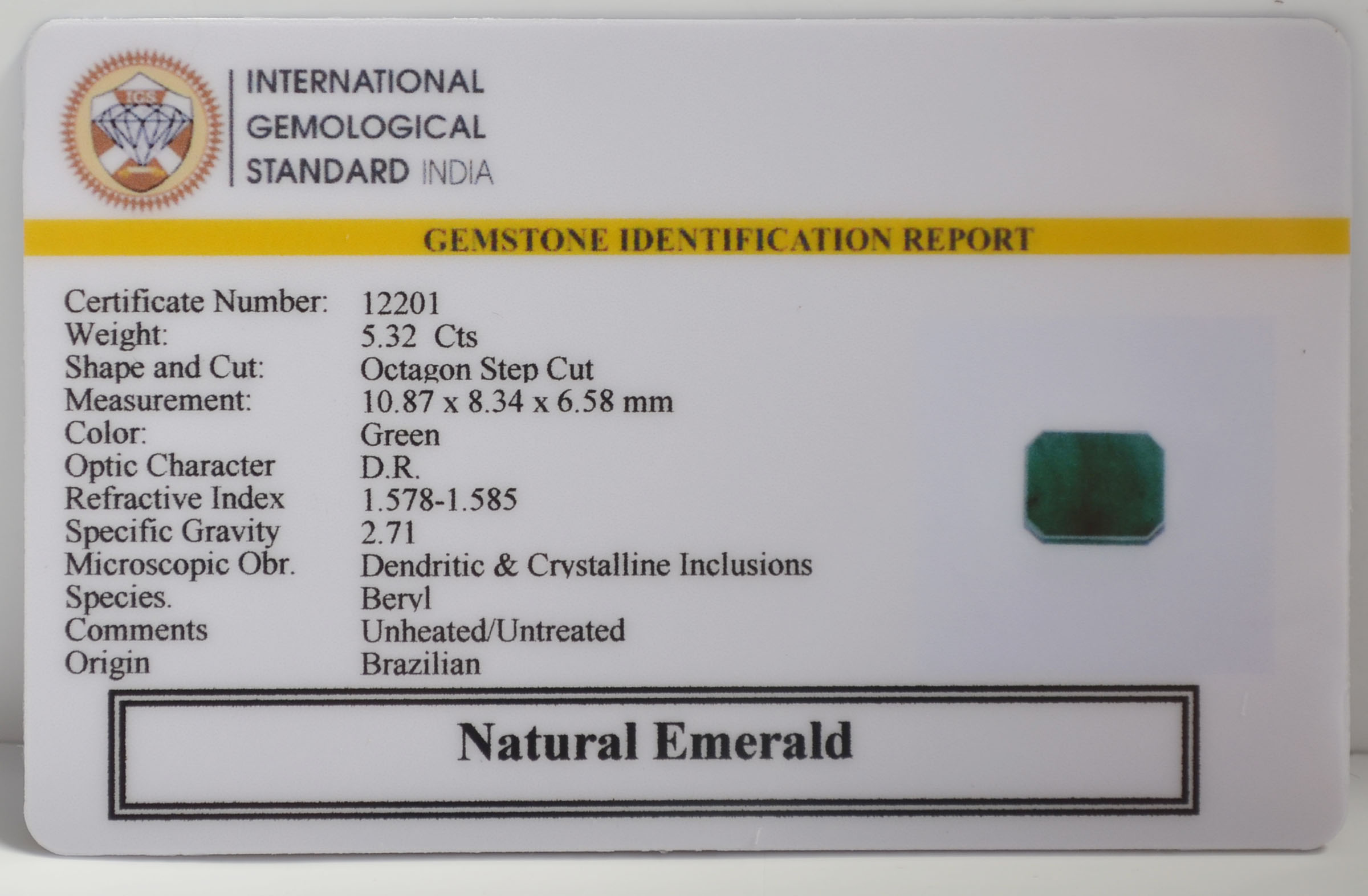EMR22912 2 EMERALD 5.32 Ct.