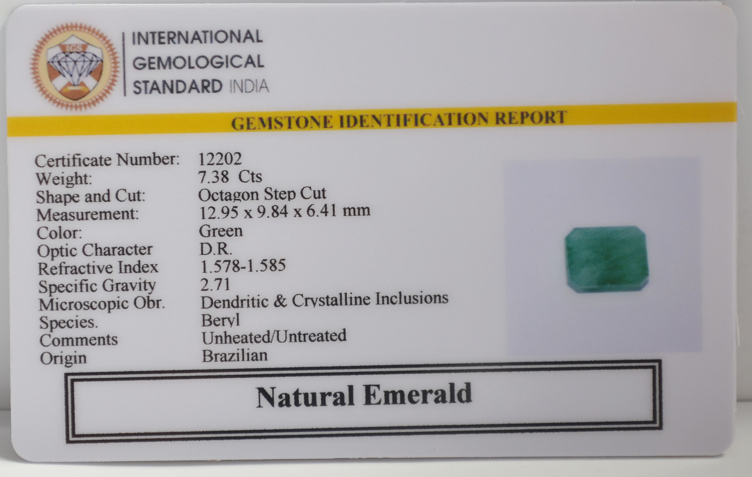 EMR22913 2 EMERALD 7.38 Ct.