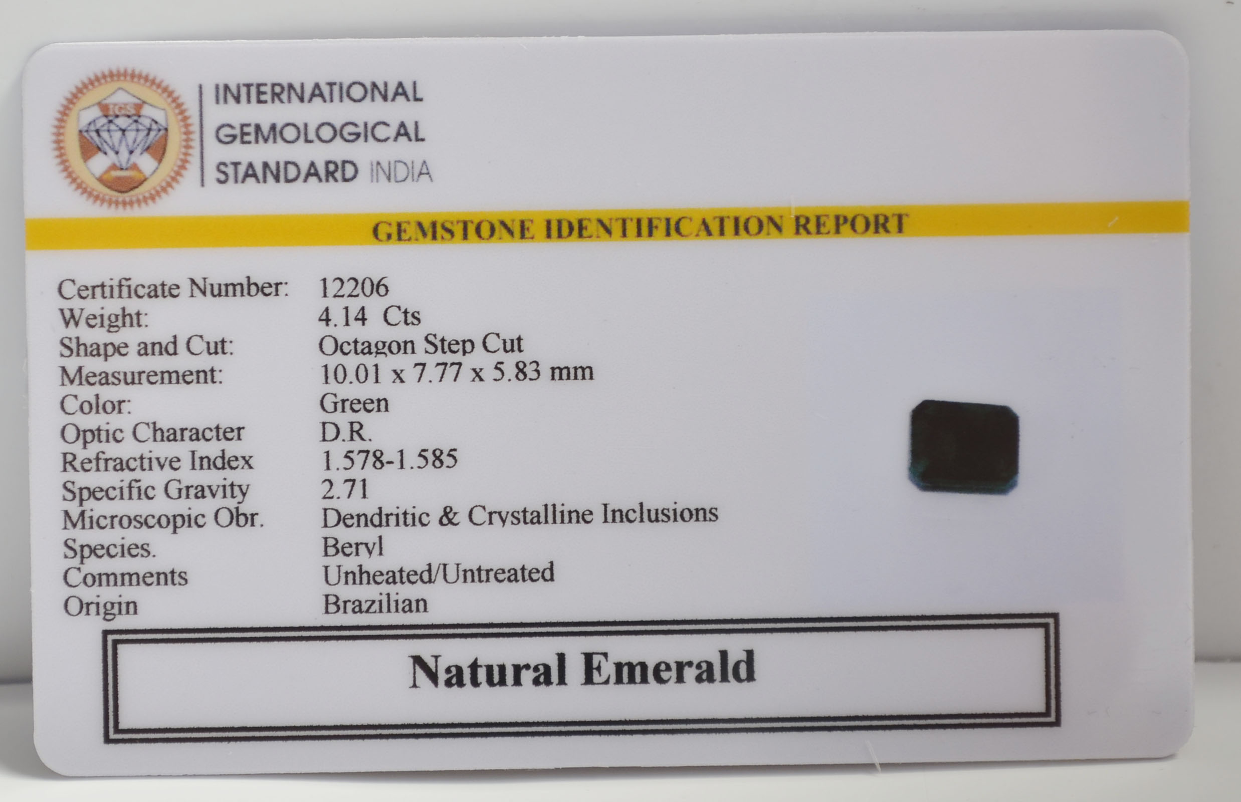 EMERALD 4.14 Ct. 3 EMR22917 2 EMERALD 4.14 Ct.