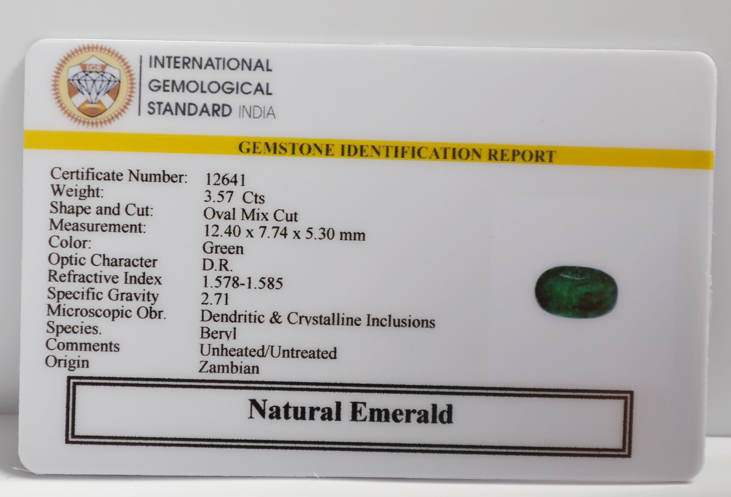 EMERALD 3.57 Ct. 3 EMR22929 2 EMERALD 3.57 Ct.