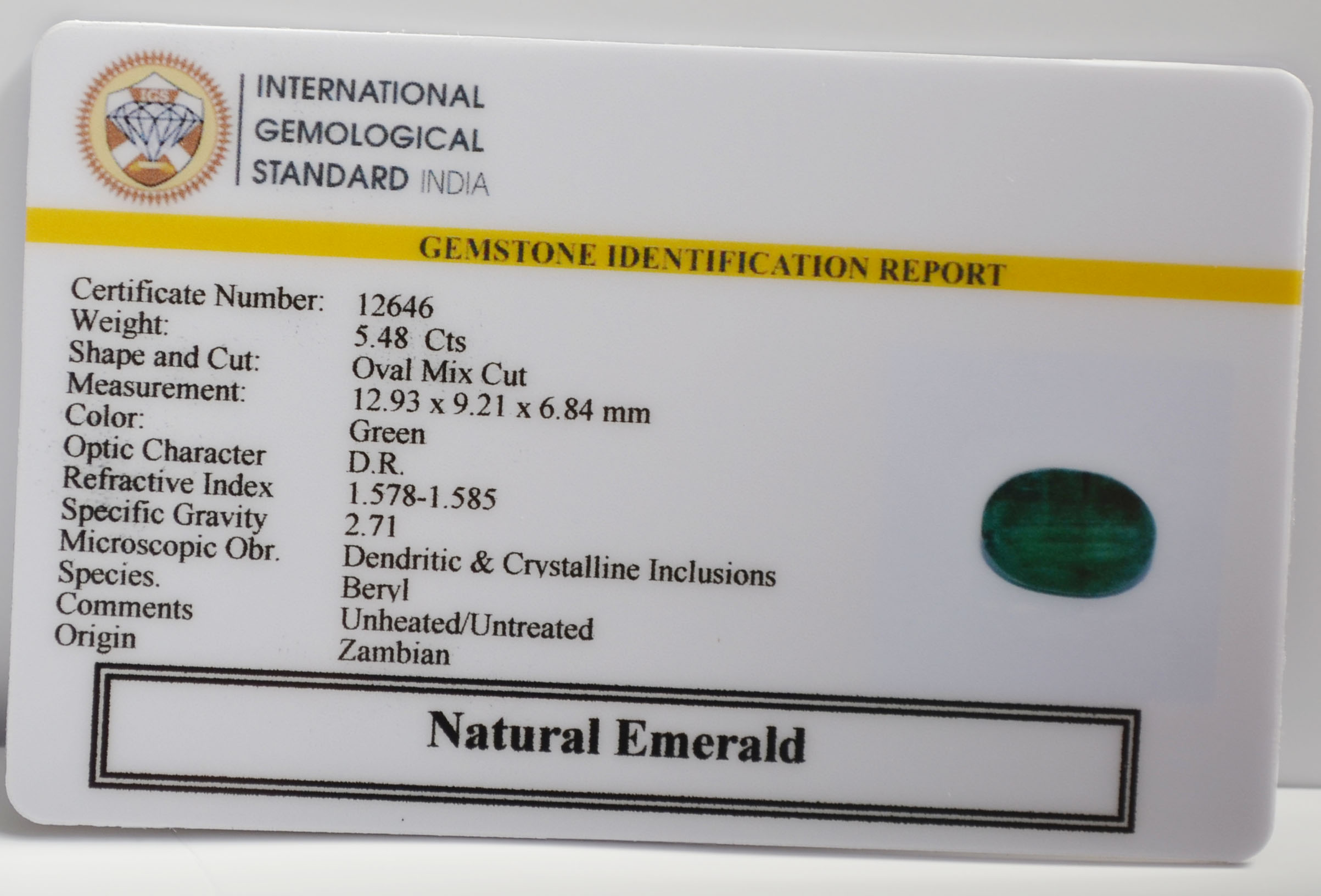 EMERALD 5.48 Ct. 3 EMR22933 2 EMERALD 5.48 Ct.