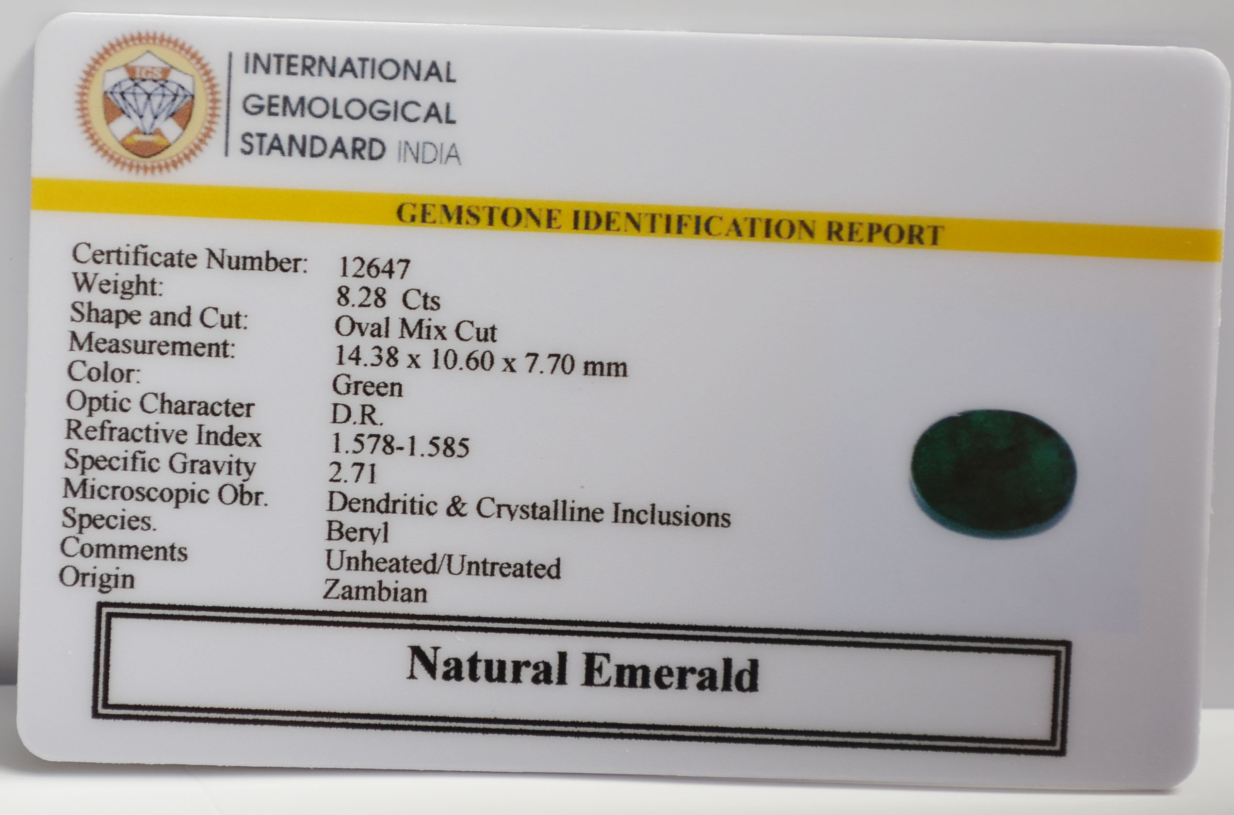 EMERALD 8.28 Ct. 3 EMR22934 2 EMERALD 8.28 Ct.