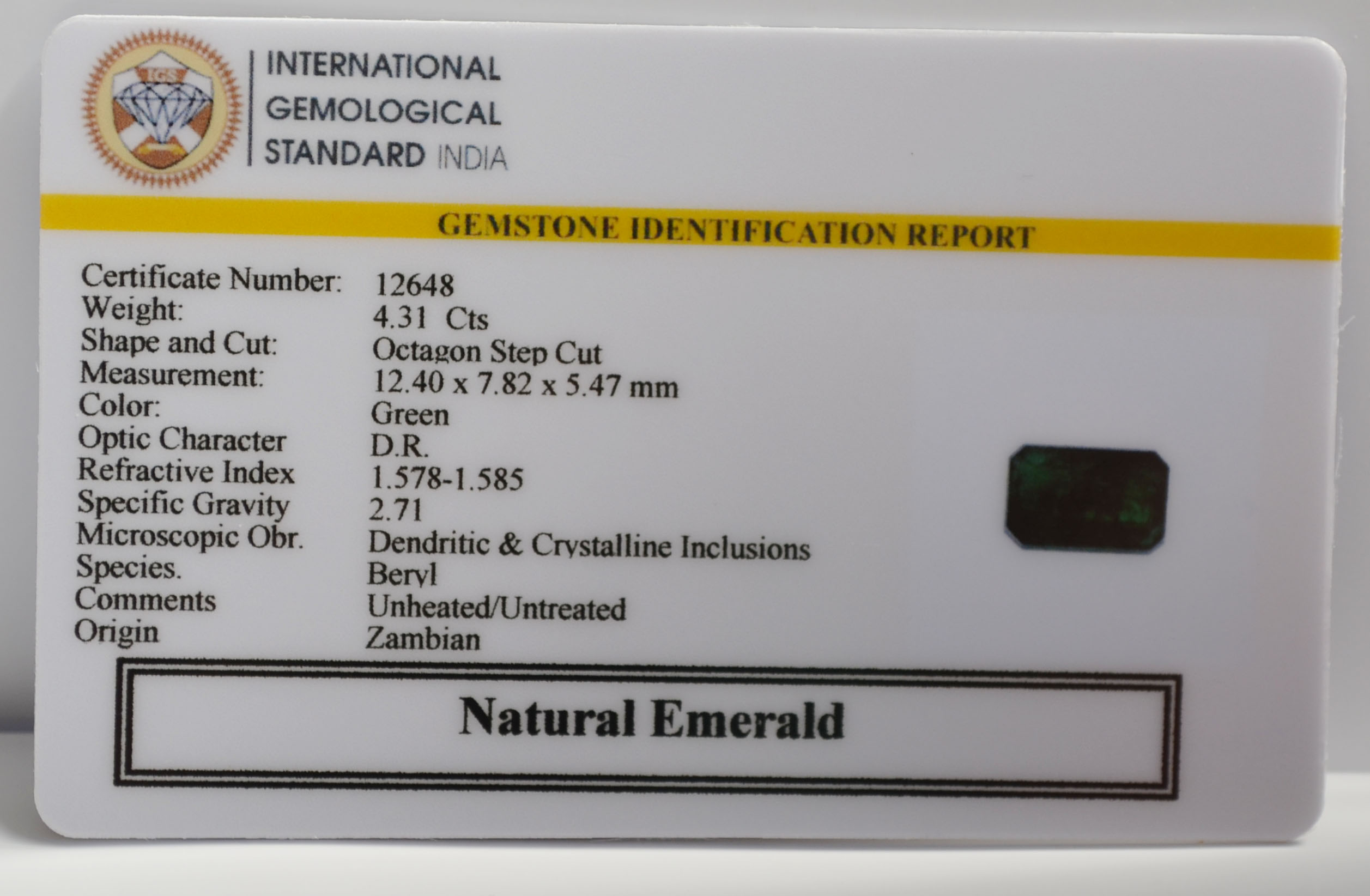 EMERALD 4.31 Ct. 3 EMR22935 2 EMERALD 4.31 Ct.